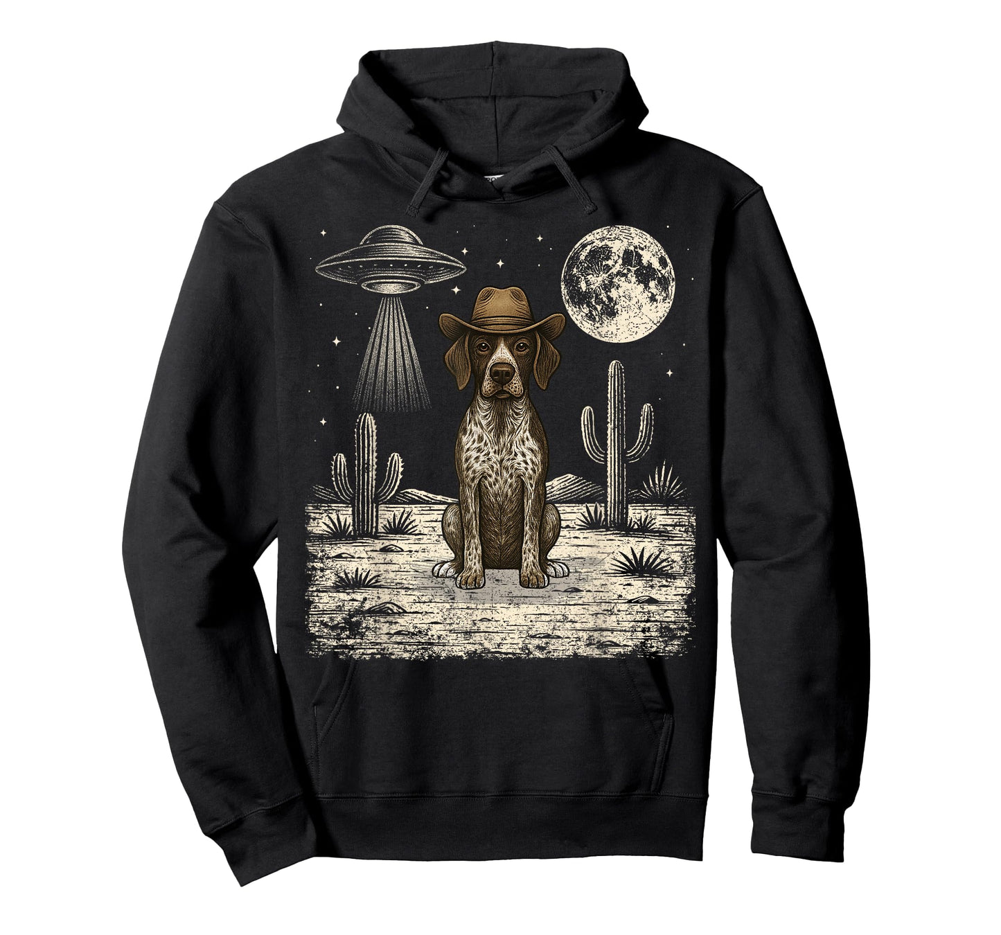 Funny German Shorthaired Pointer Cowboy Western Dog UFO T-Shirt