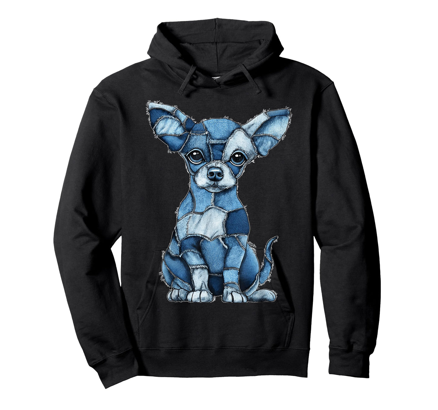Funny Chihuahua Dog Blue Denim Patchwork Graphic Animal T-Shirt