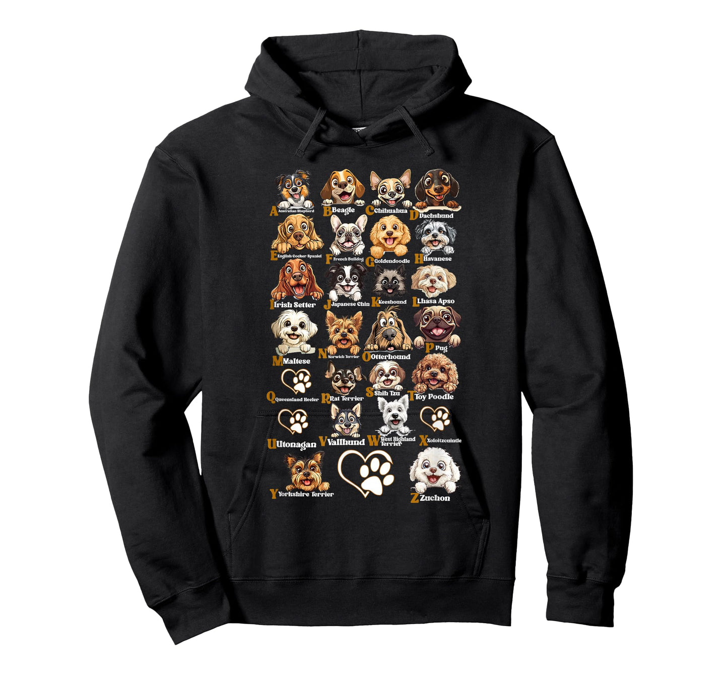 ABC Dog Breeds Identification A-Z Types of Dogs Canine T-Shirt