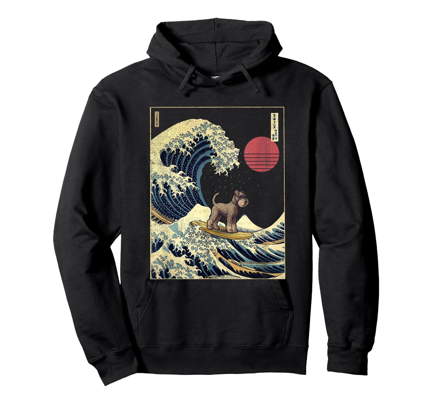 Standard Schnauzer Japanese Kanagawa Wave Funny Surf Dog T-Shirt