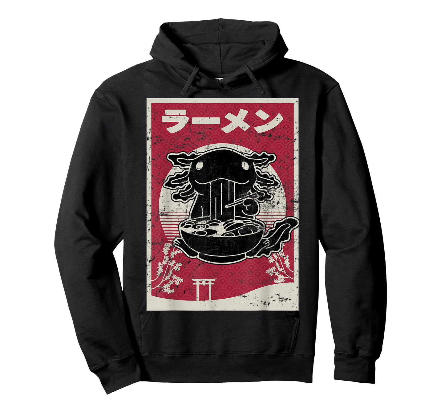Kawaii Axolotl Ramen Japanese Woodblock Art Anime Boys Teens T-Shirt