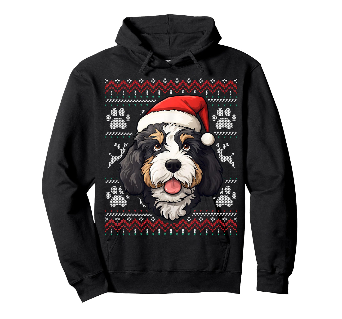 Bernedoodle Santa Hat Christmas Funny Dog Mom Dad T-Shirt