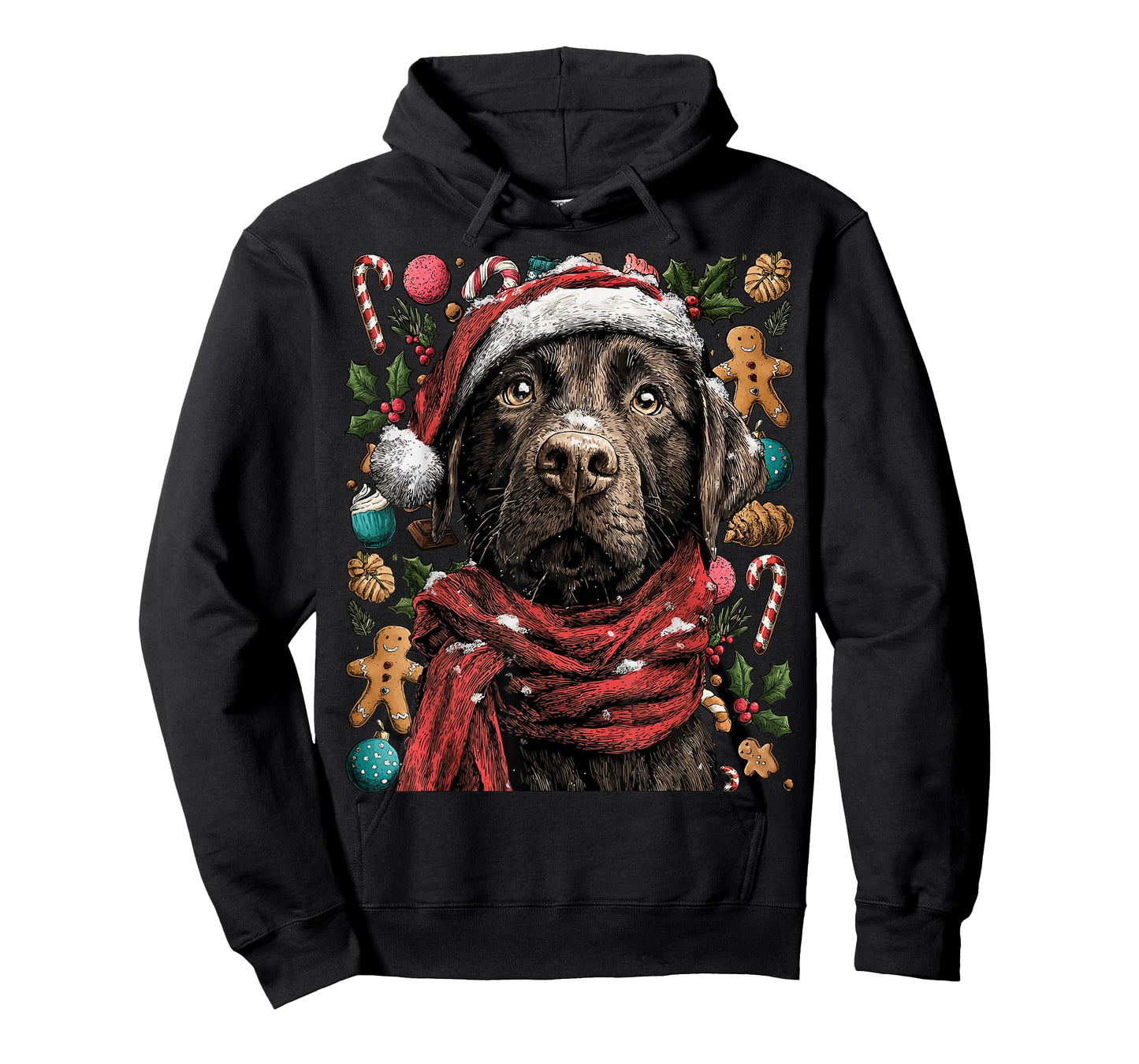 Festive Labrador Retriever in Santa Hat Winter Christmas Dog T-Shirt