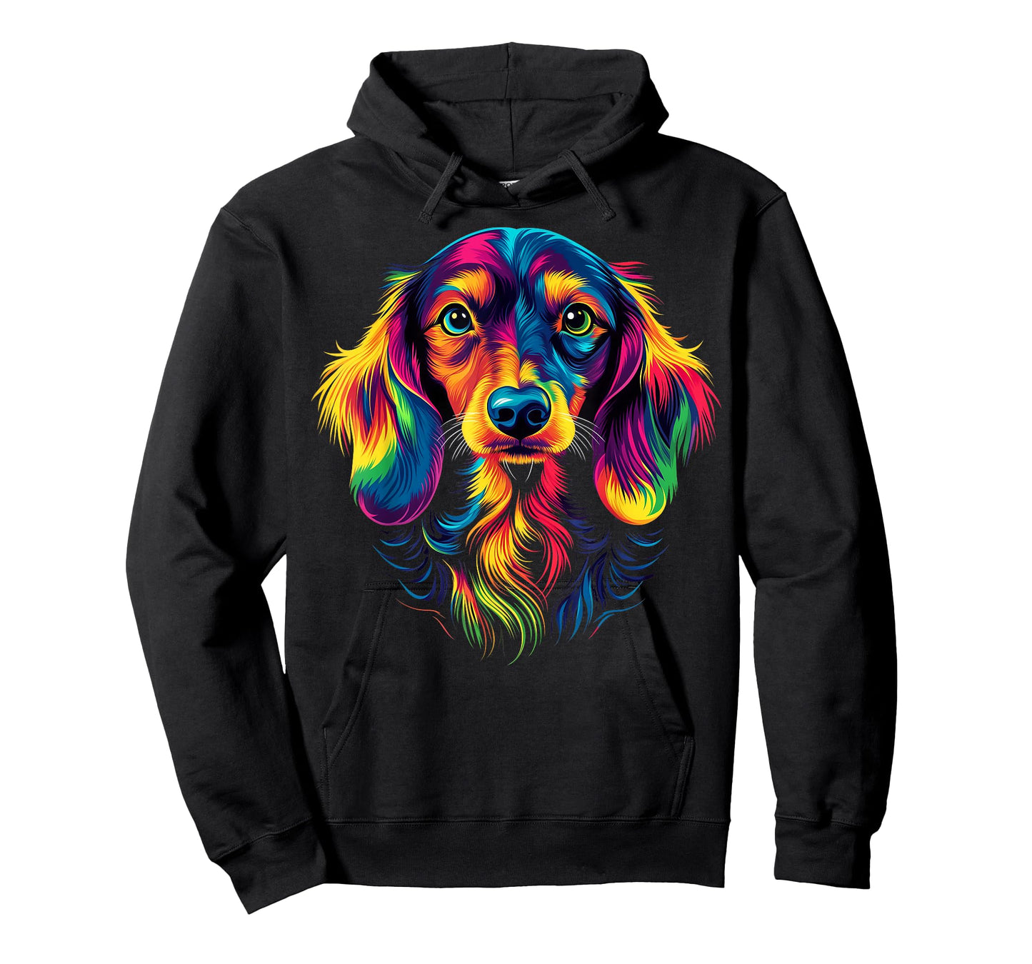 Colorful Long-Haired Dachshund Doxie Wiener Dog Lover Black T-Shirt