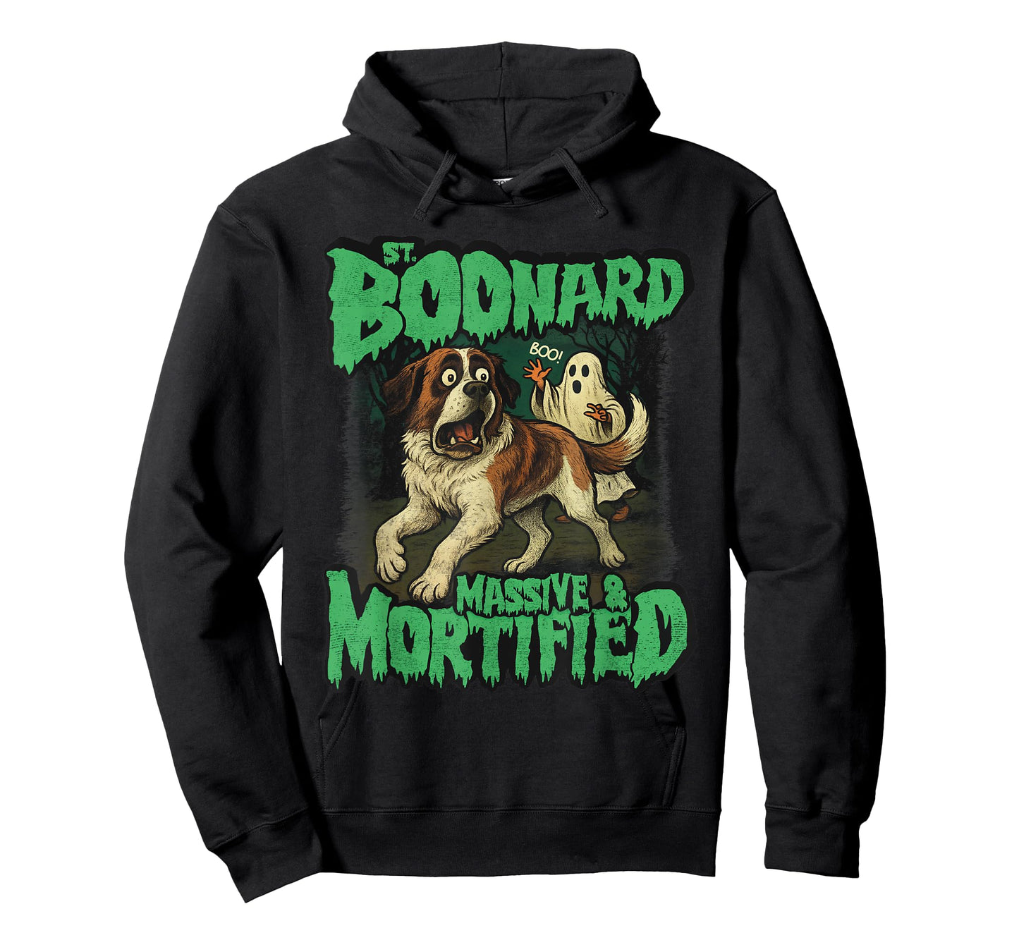 Funny Scared Saint Bernard Halloween, St. Boonard Dog Mom T-Shirt