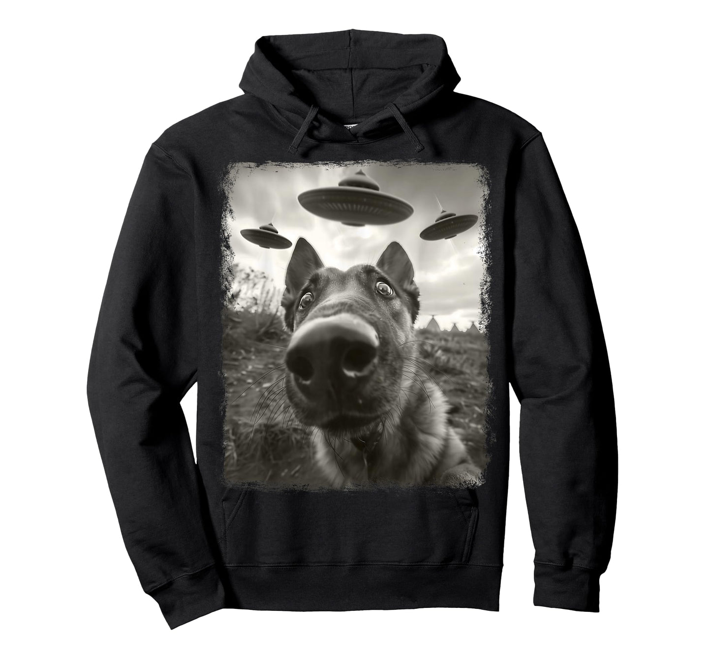 German Shepherd Dog UFO Alien Extraterrestrial Selfie T-Shirt