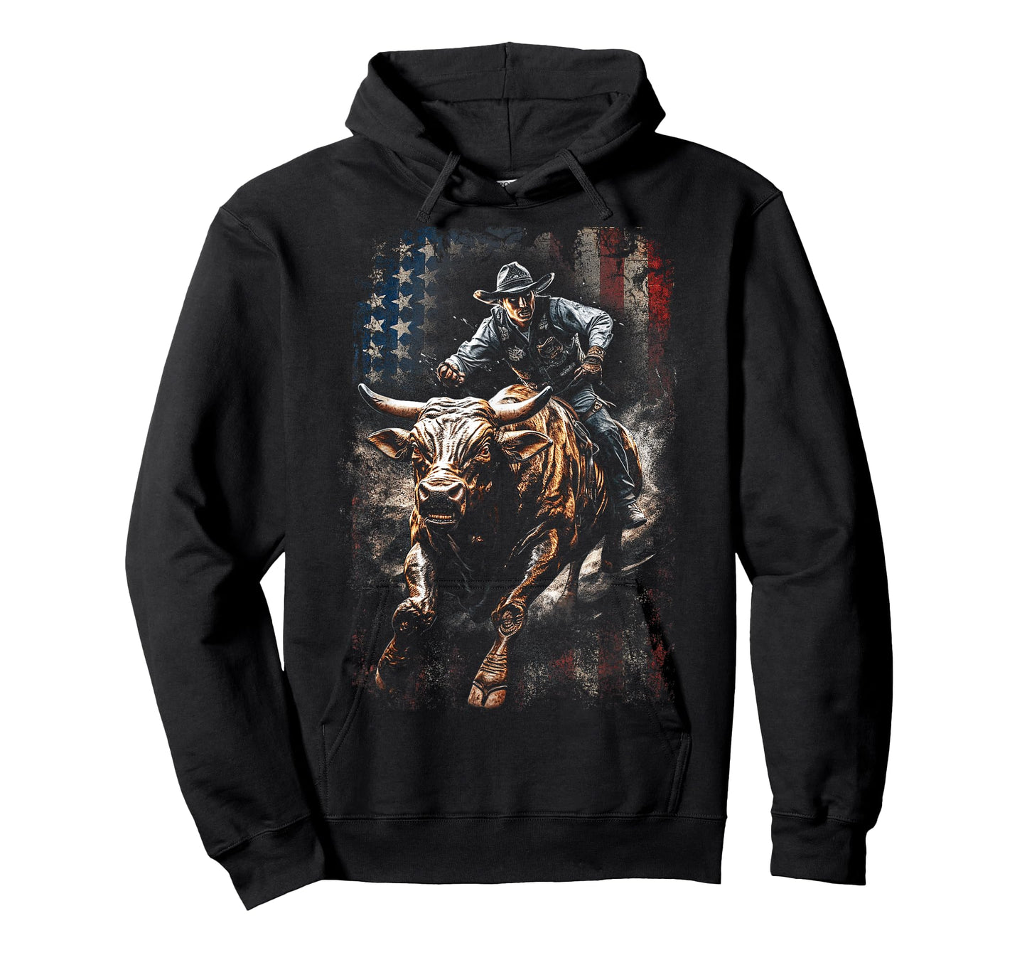 Vintage American Flag Bucking Bull Riding Patriotism Rodeo T-Shirt for Women Kids Men