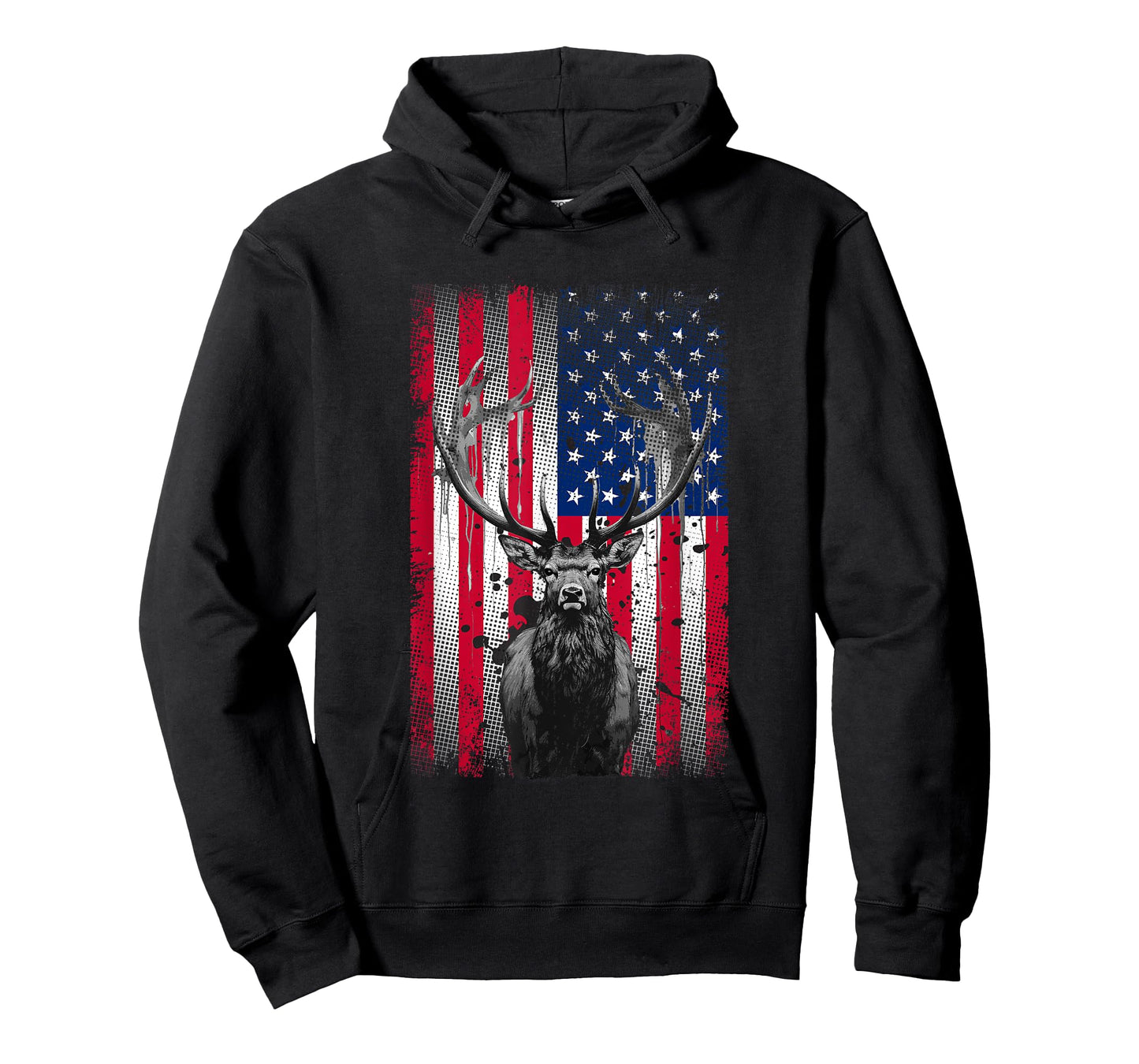 American Flag Outdoor Antlers Elk Deer T-Shirt for Women Kids Men