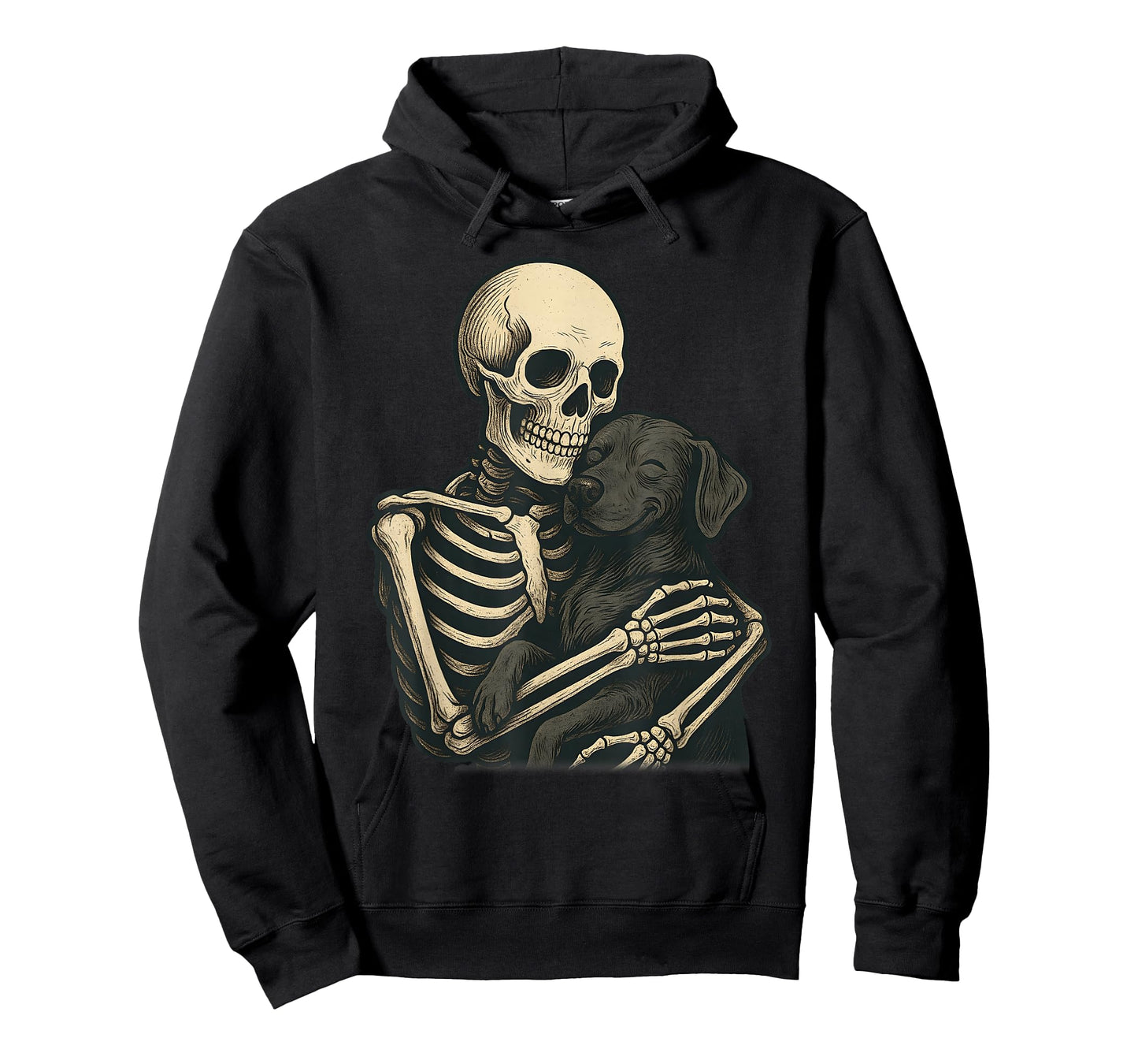 Skeleton Hugging Dog Labrador Retriever Funny Halloween T-Shirt