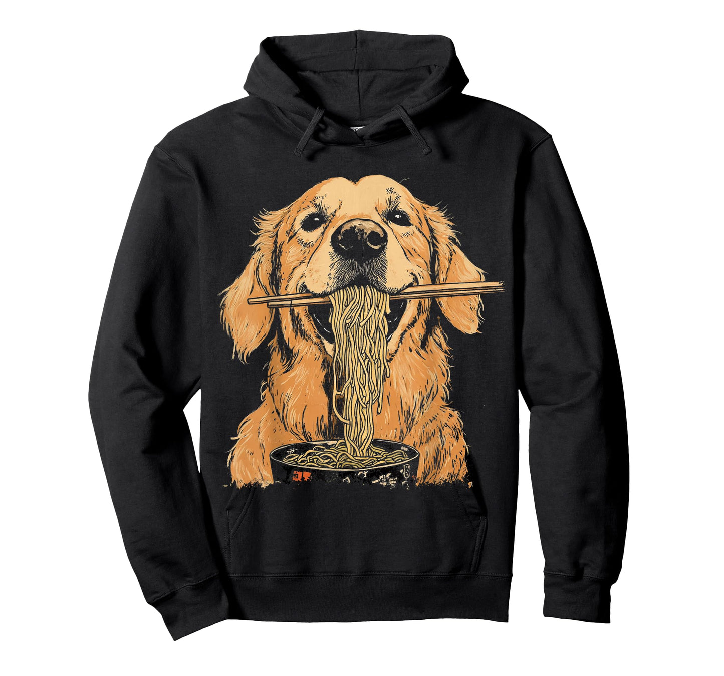 Funny Golden Retriever Dog Eating Ramen Noodles T-Shirt