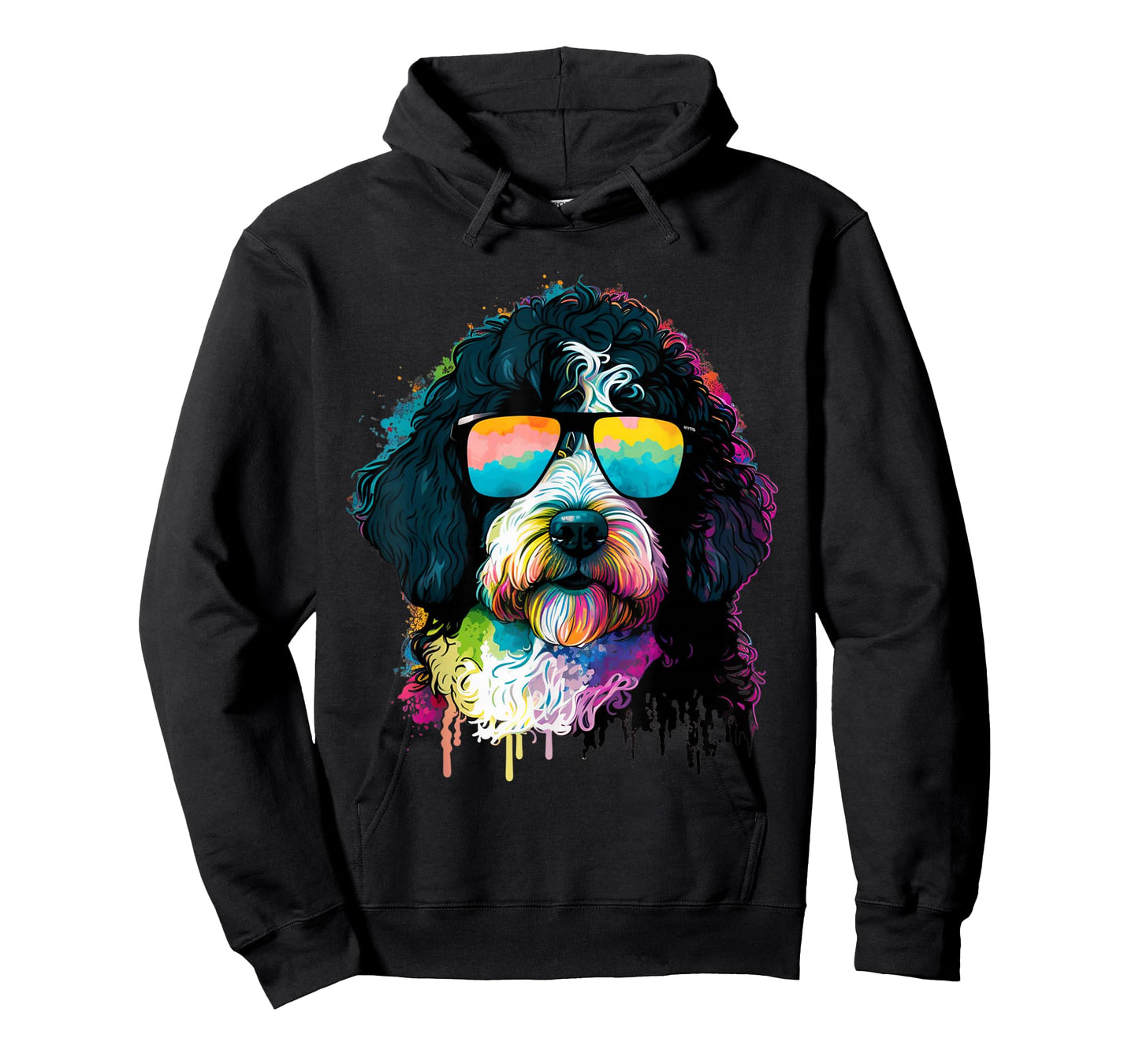 Cute Bernedoodle With Sunglasses Colorful Graphic Dog Lover T-Shirt