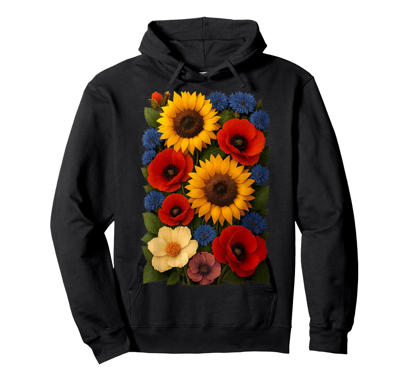 Sunflower and Poppy Flower Bouquet Graphic Rustic Summer T-Shirt