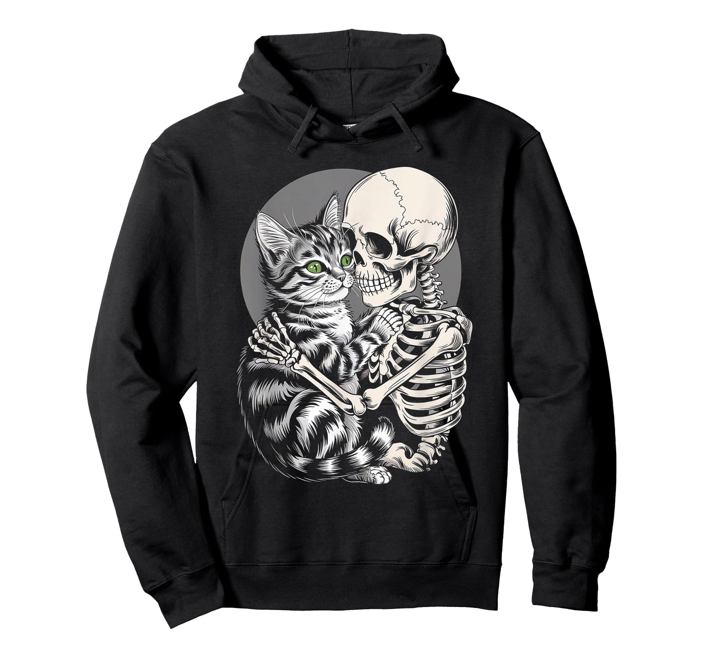 Skeleton Hugging Cat Halloween Cat Lover Skull Kitty T-Shirt