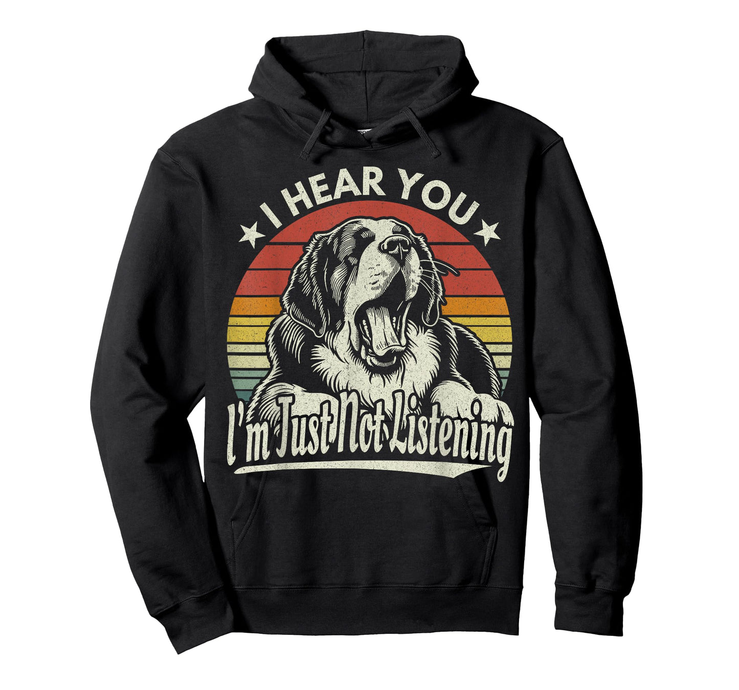 Yawn St Bernard I Hear You I'm Just Not Listening Dog Retro T-Shirt