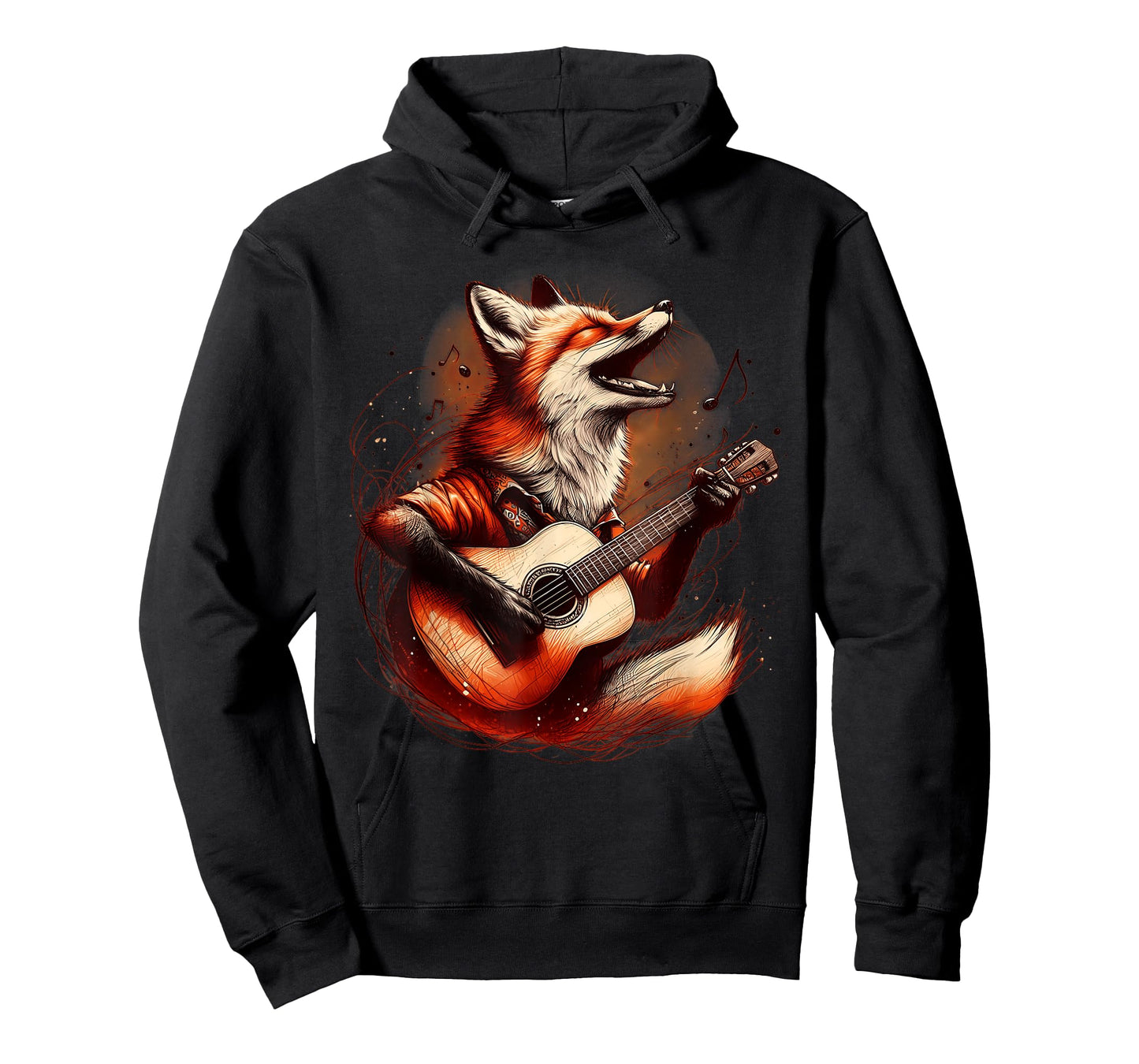 Fox Playing Guitar Funny Rock Music Guitar T-Shirt