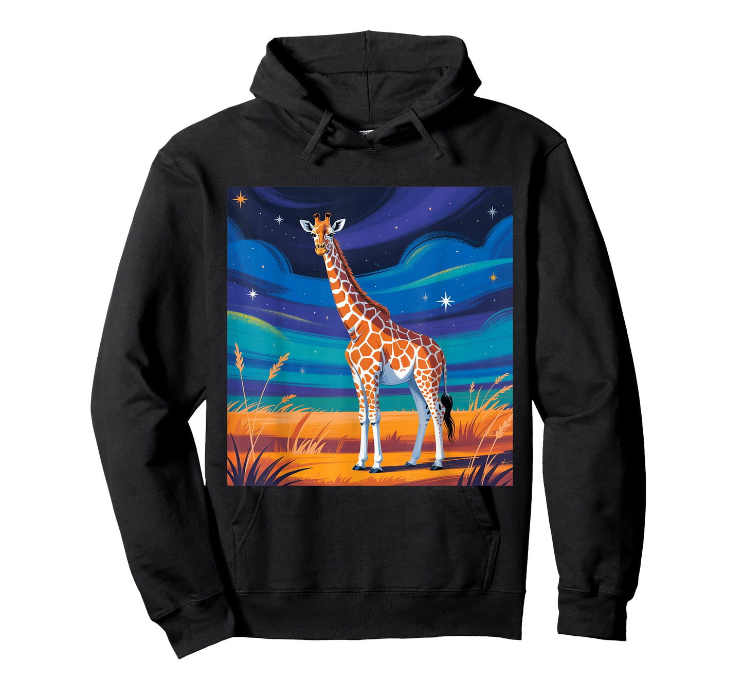 Giraffe Under Starry Twilight Sky, Safari Wildlife T-Shirt