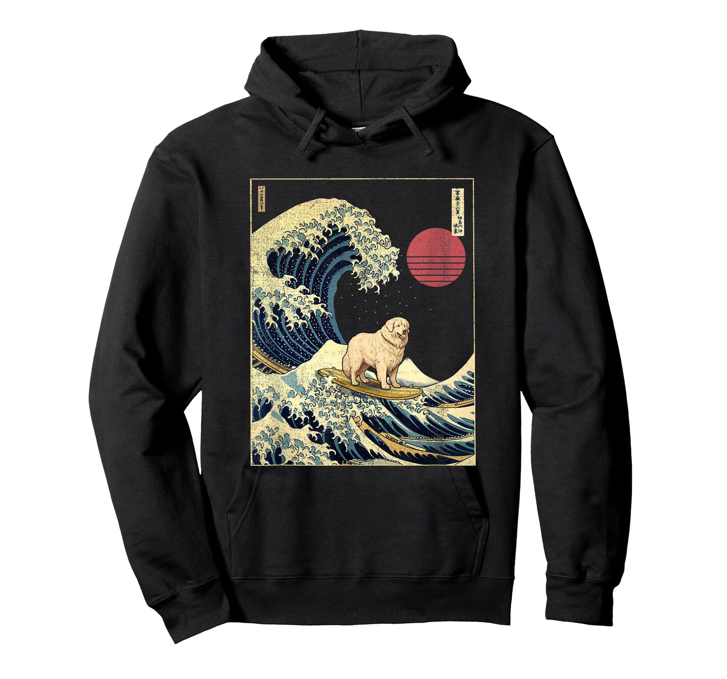 Great Pyrenees Japanese Kanagawa Wave Funny Surf Dog T-Shirt