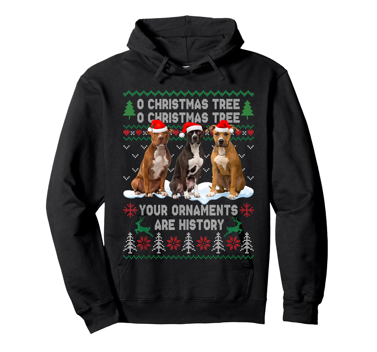 Cute Pitbull Dog Oh Christmas Tree Ugly Xmas T-Shirt