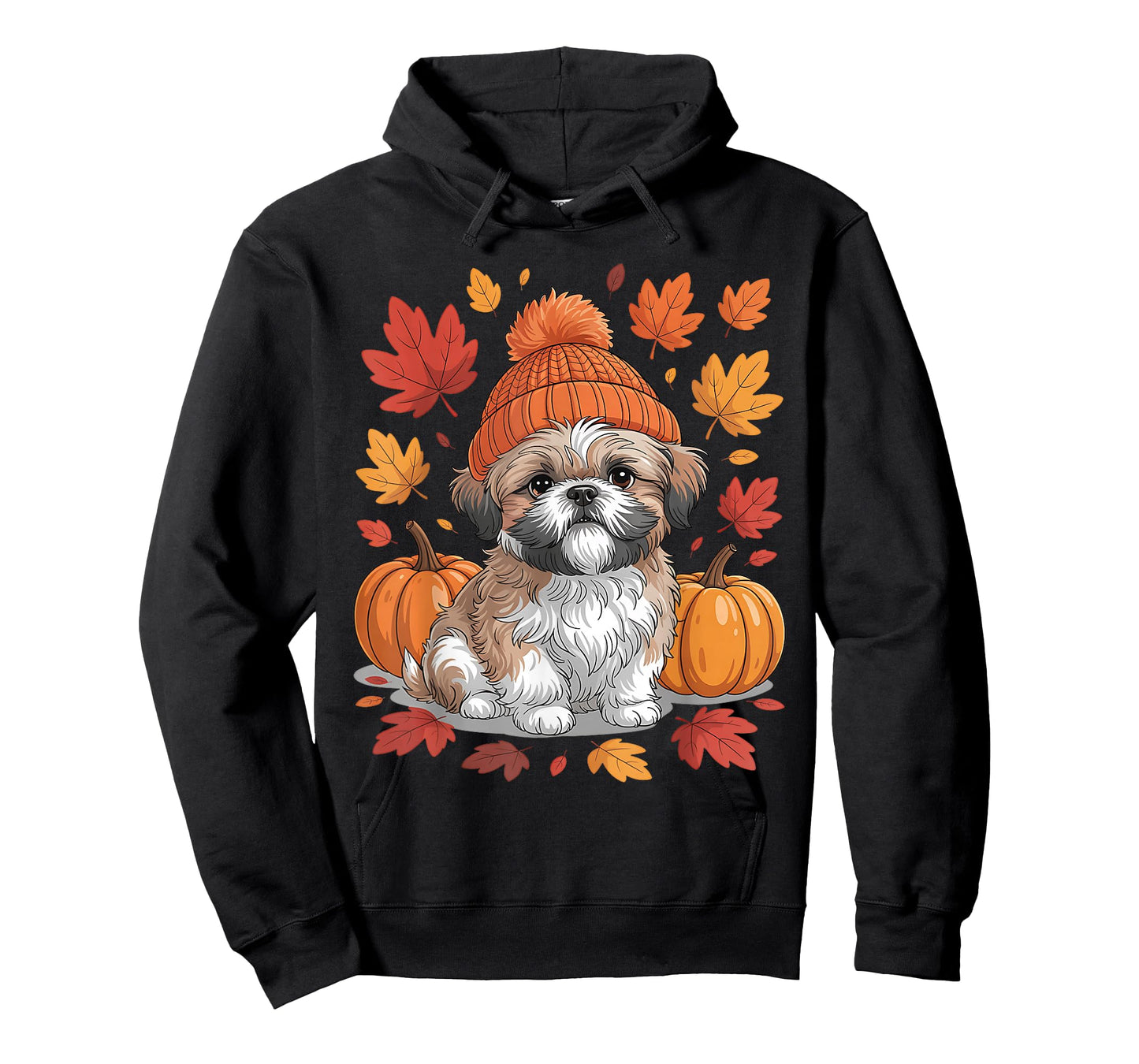 Funny Shih Tzu Fall Scarf Autumn Leaves Dog Lovers T-Shirt