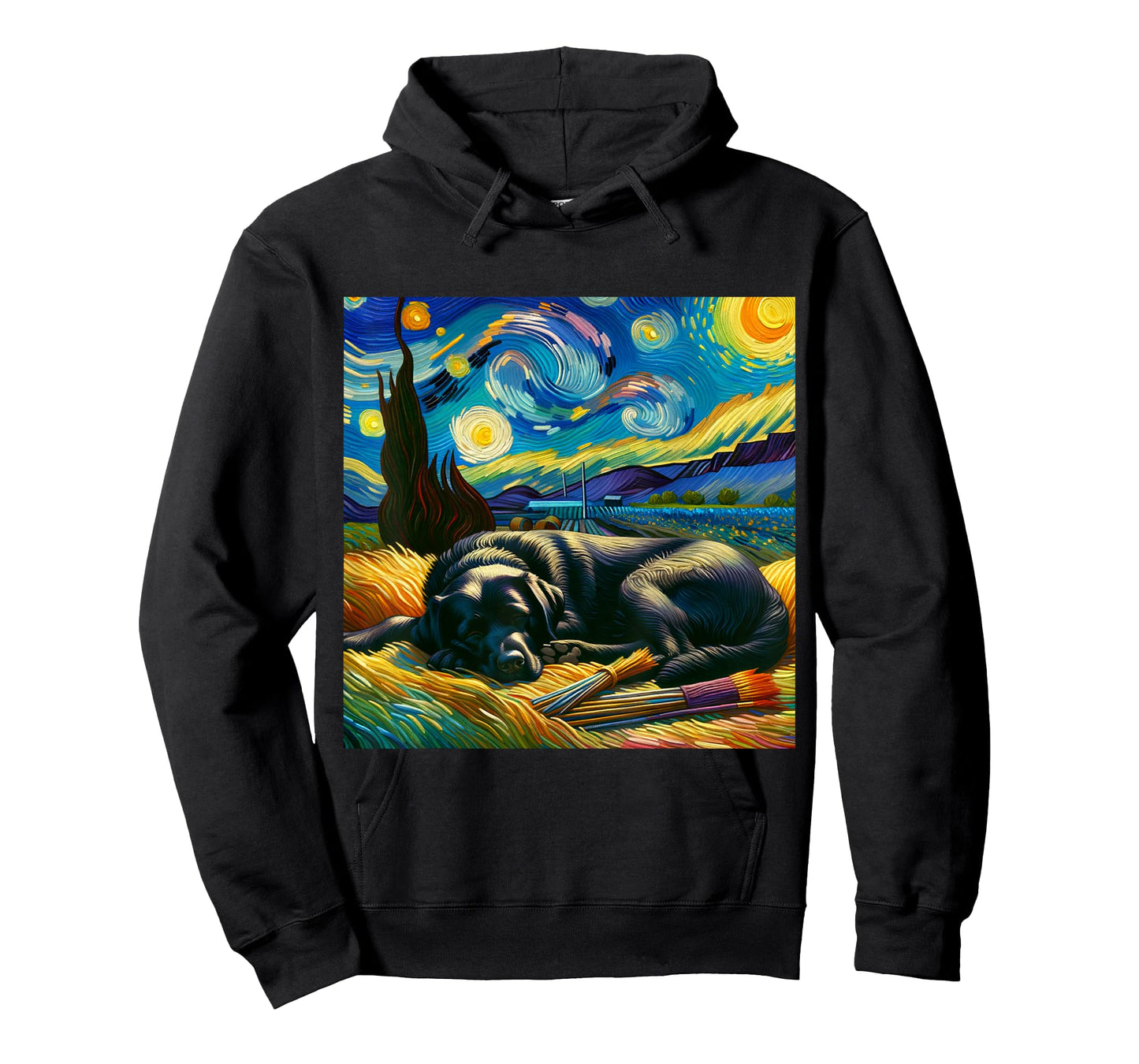 Black Labrador Starry Night Shirt Vincent Van Gogh Lab Mom T-Shirt