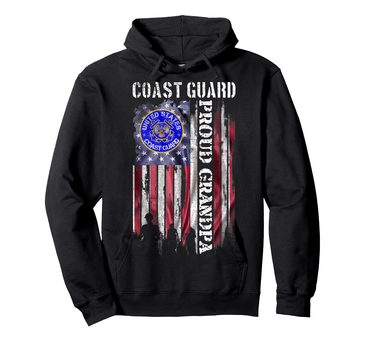 Vintage USA American Flag US Coast Guard Proud Grandpa Funny T-Shirt