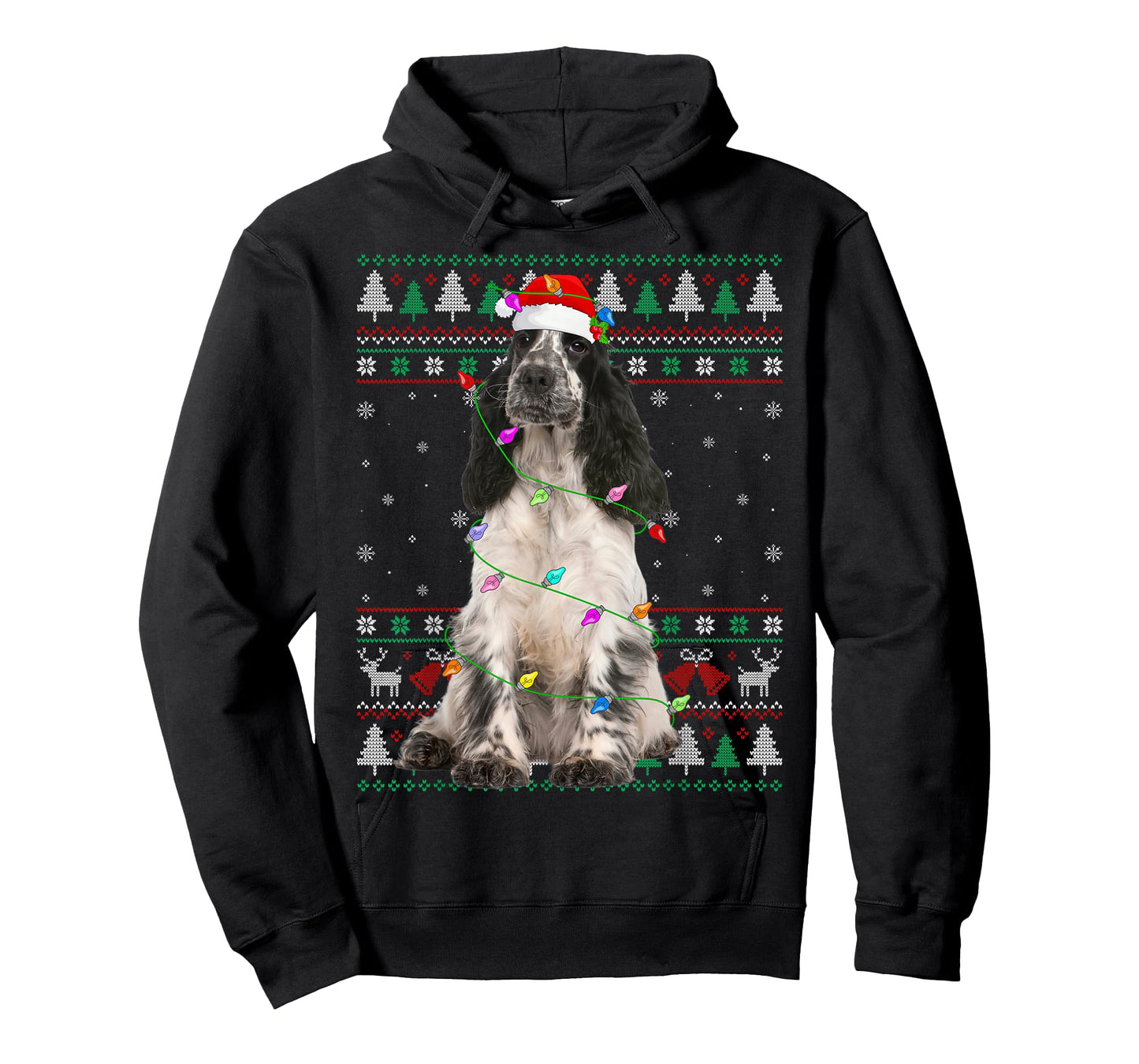 English Springer Spaniel Dog Christmas Ugly Sweater Dog Xmas T-Shirt