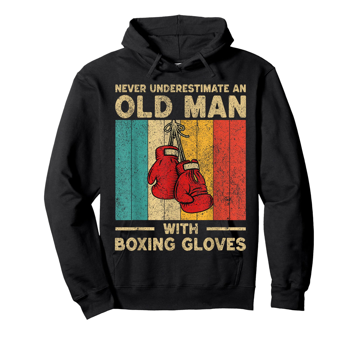 Never Underestimate an Old Man Vintage Boxing Gloves Boxer T-Shirt