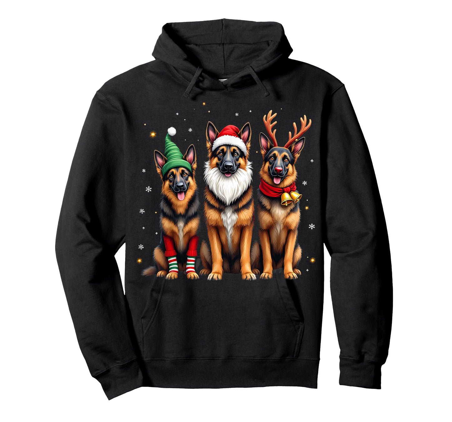 German Shepherd Christmas Dogs Funny Santa Reindeer Elf T-Shirt