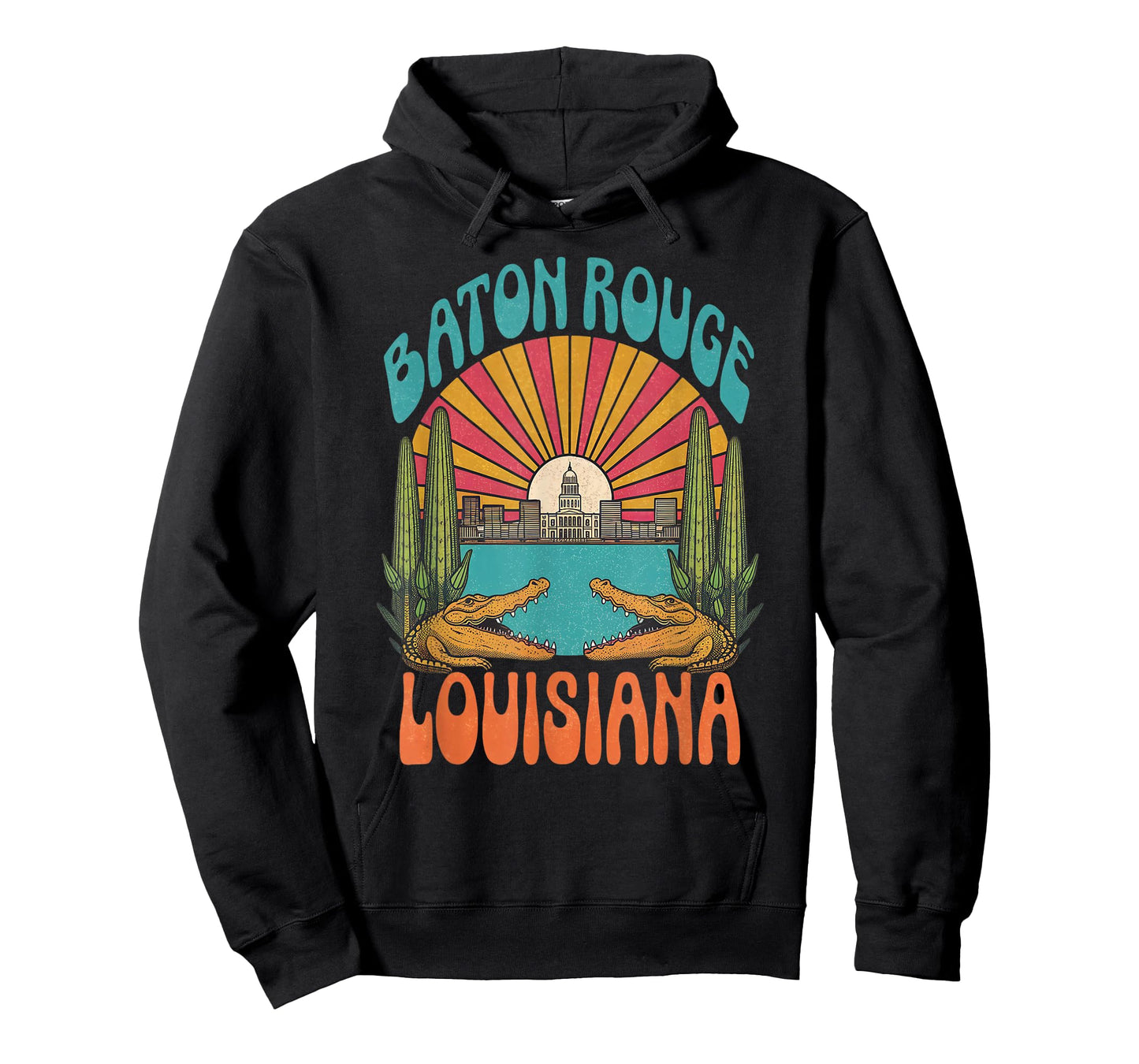 Vintage Baton Rouge Louisiana Skyline Cityscape Retro Style T-Shirt