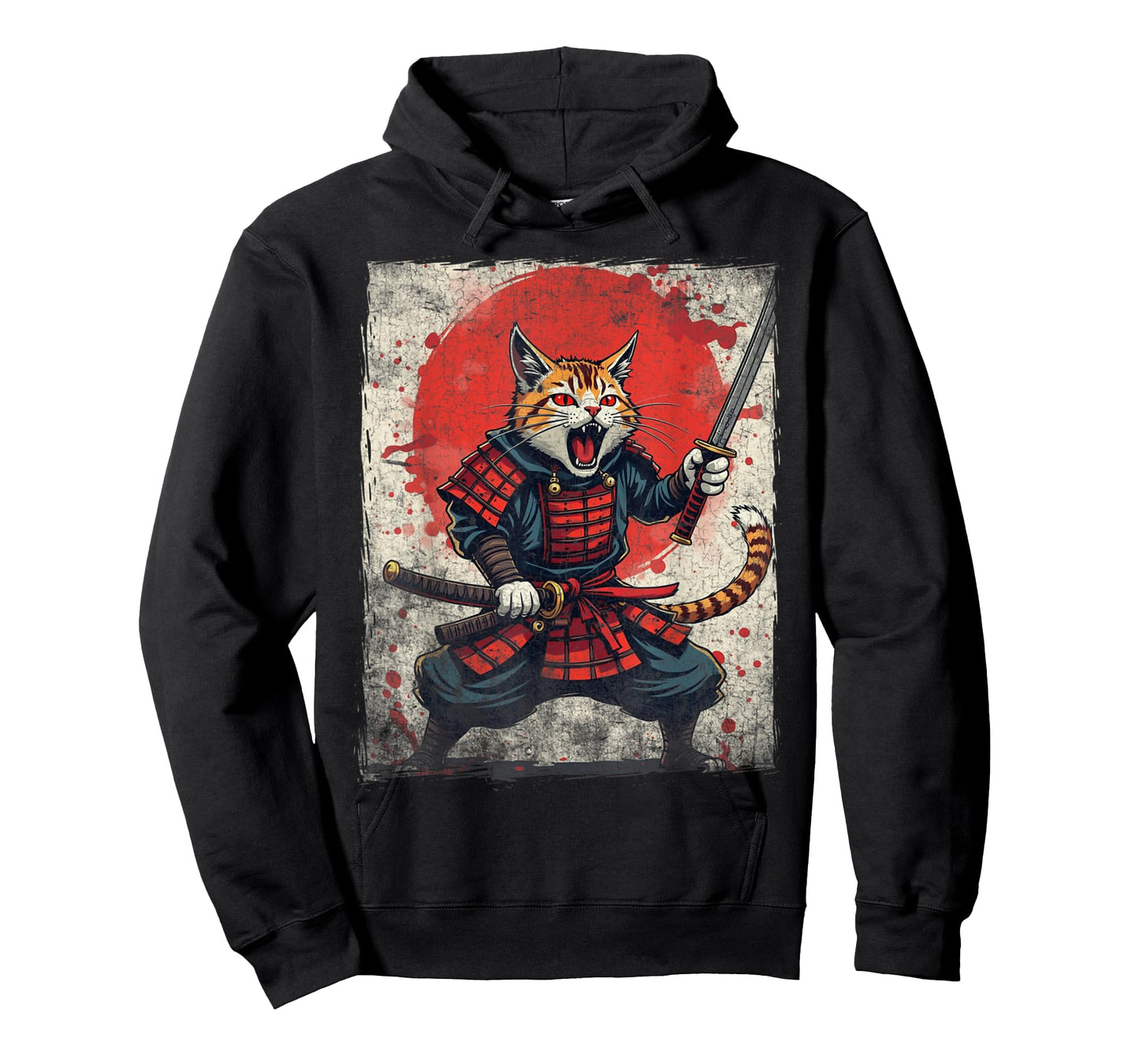 Samurai Cat Ukiyo-e Warrior Art Vintage Ninja Cat Graphic T-Shirt