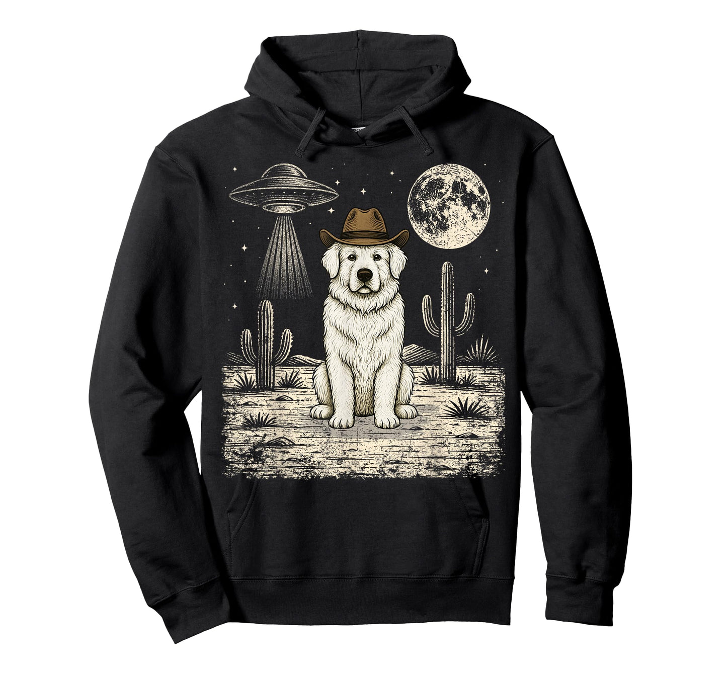 Funny Great Pyrenees Cowboy Western Dog UFO T-Shirt