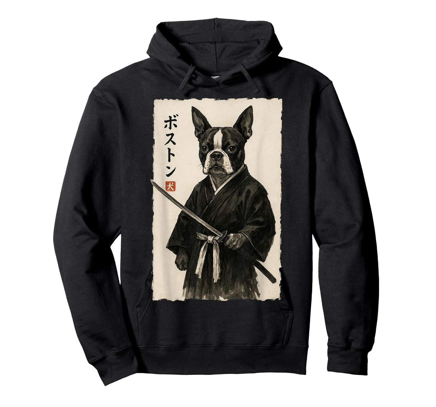 Boston Terrier Samurai Warrior Japanese Ukiyo-e Style Dog T-Shirt for Men Women