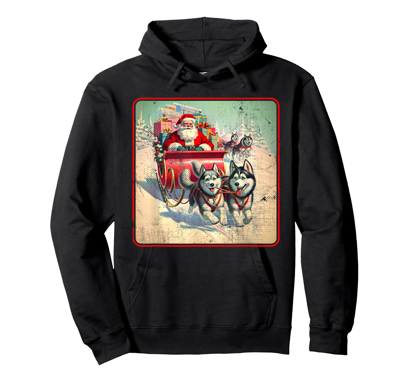 Siberian Husky Family Christmas Huskies Pulling Santa Sleigh T-Shirt