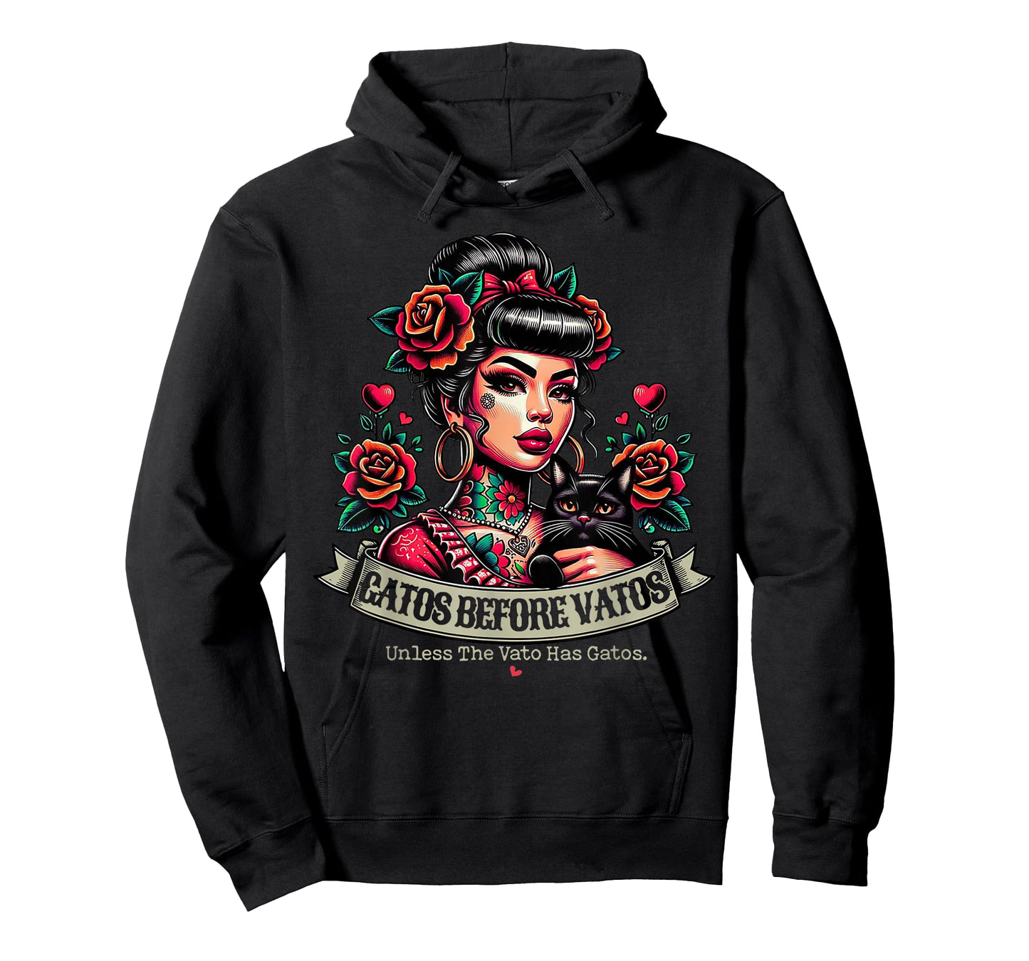 Gatos Before Vatos Unless The Vato Has Gatos Chingona Tattoo T-Shirt