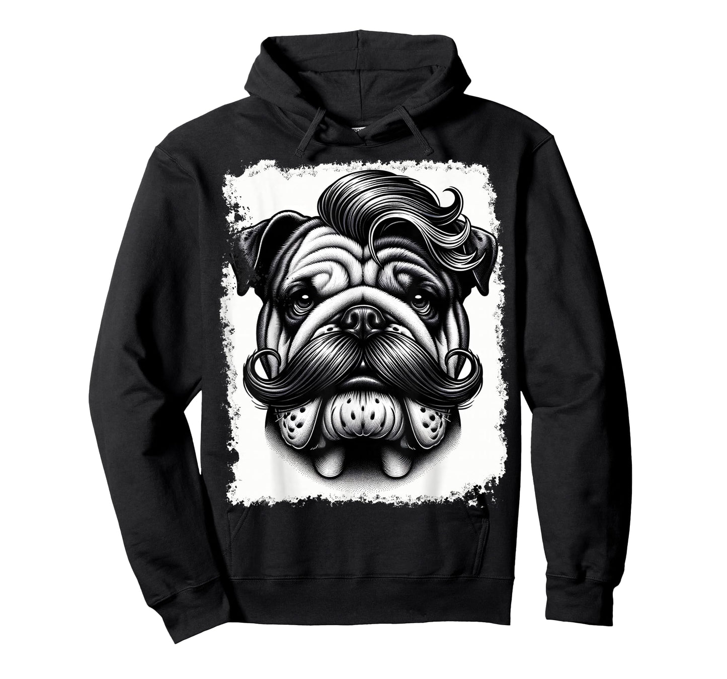 English Bulldog Party Dog with Mustache and Mullet T-Shirt