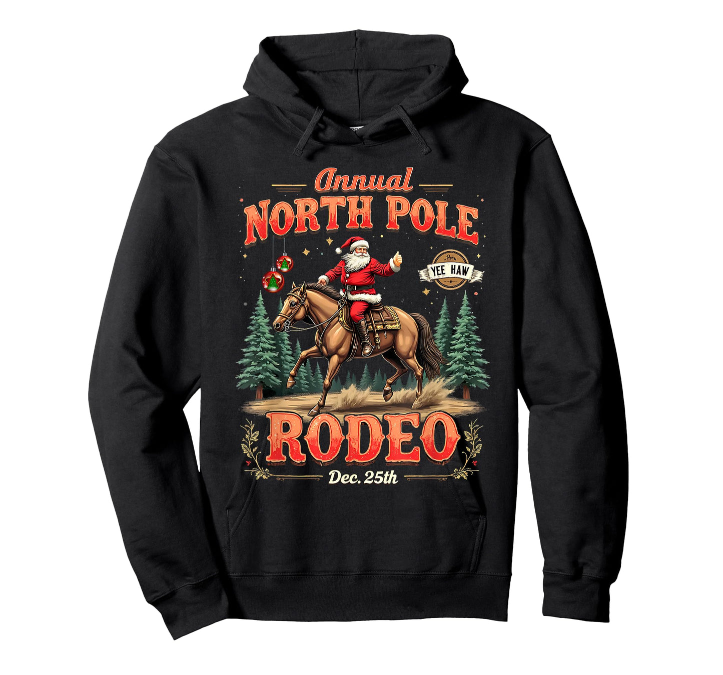 Annual North Pole Rodeo Christmas Cowboy Design T-Shirt