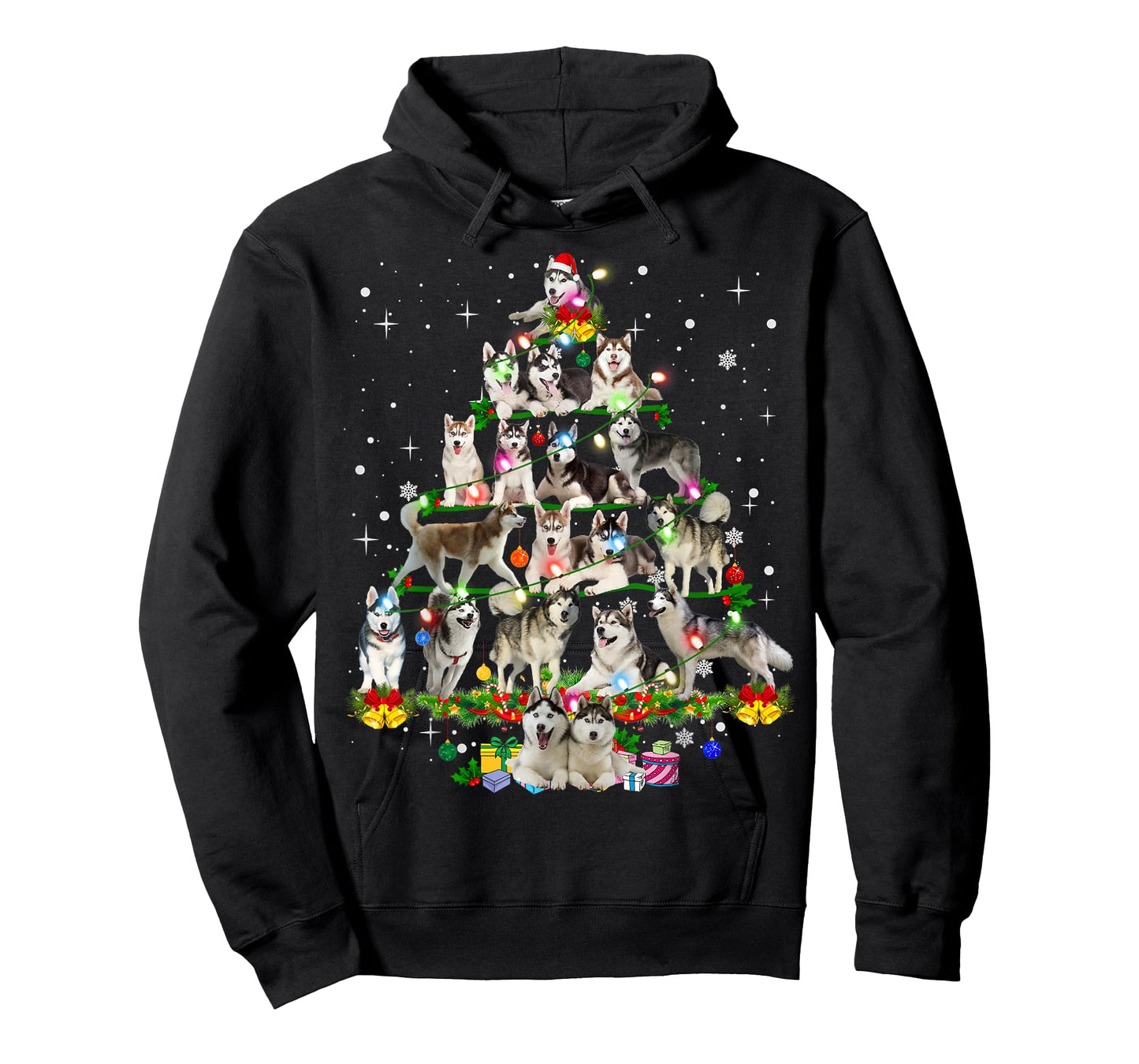 Funny Siberian Husky Christmas Tree Xmas Dog Dad Mom T-Shirt