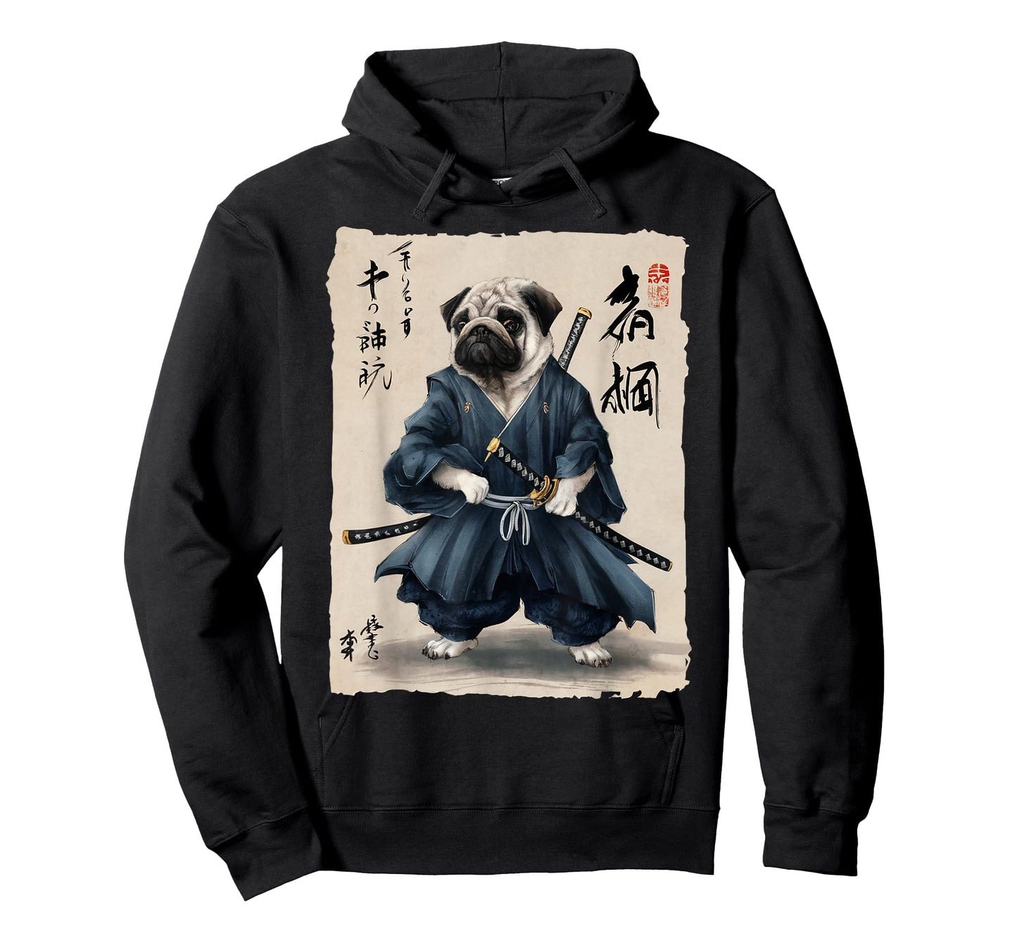 Samurai Pug Japanese Anime Dog Pug Lover Funny for Men Women T-Shirt