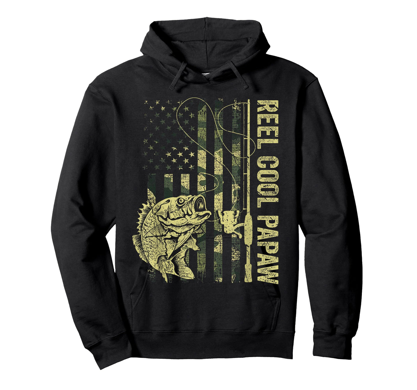 Reel Cool Papaw Camouflage American Flag Father's Day Gift T-Shirt