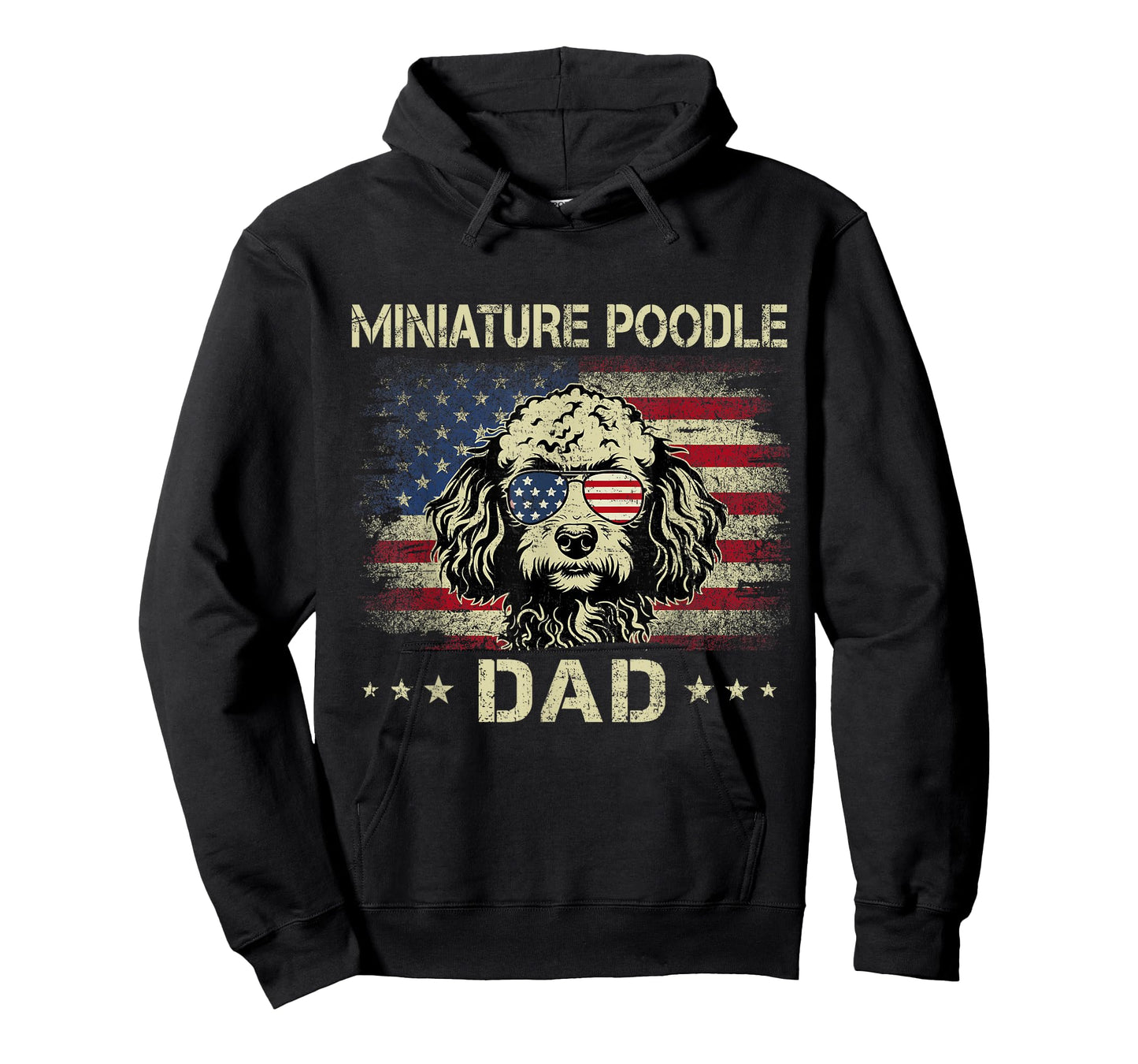 Miniature Poodle Dad Dog Vintage American Flag 4th Of July Men Women Kids T-Shirt
