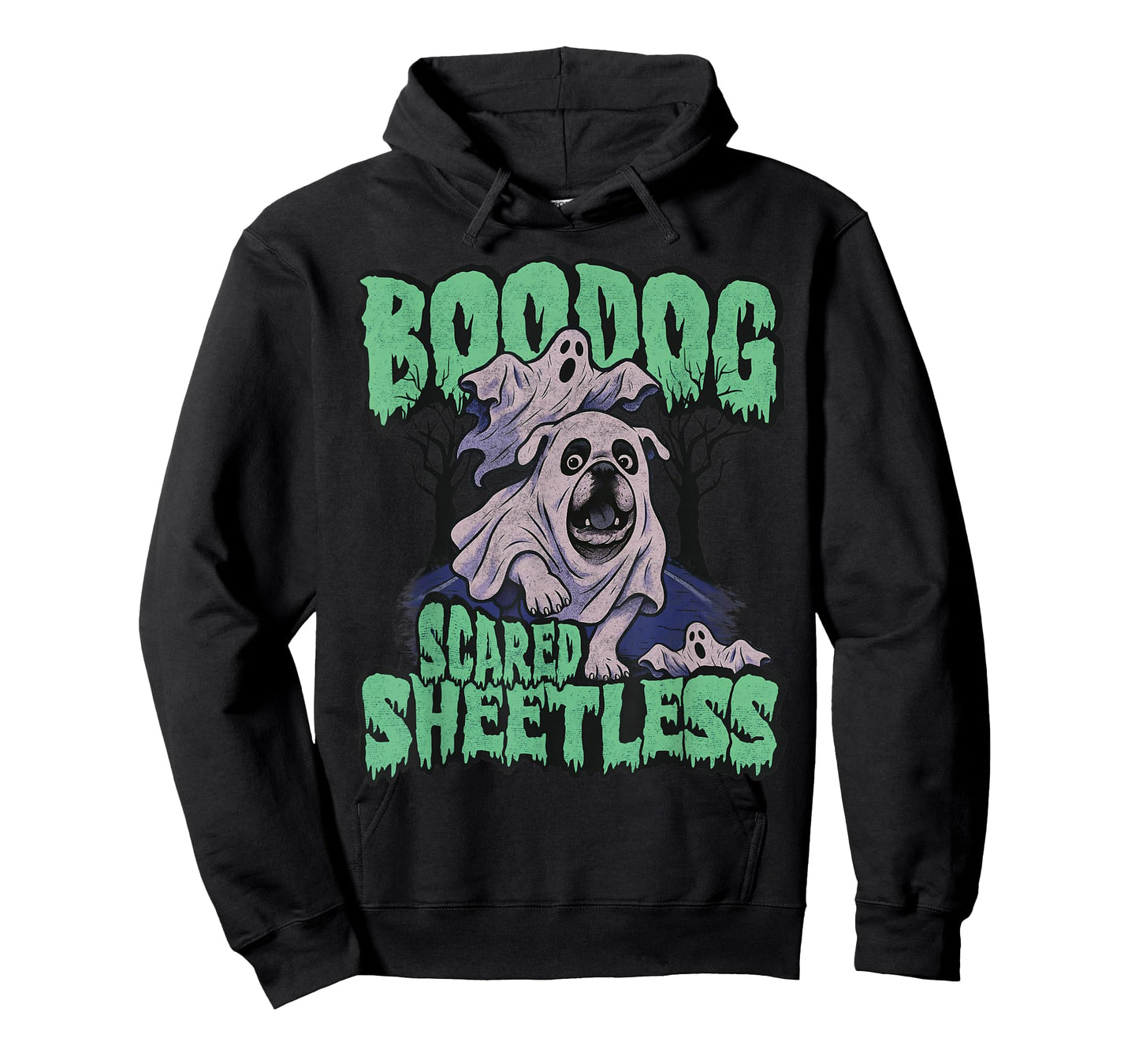 Funny Scared English Bulldog Halloween, Boodog Ghost Dog Mom T-Shirt