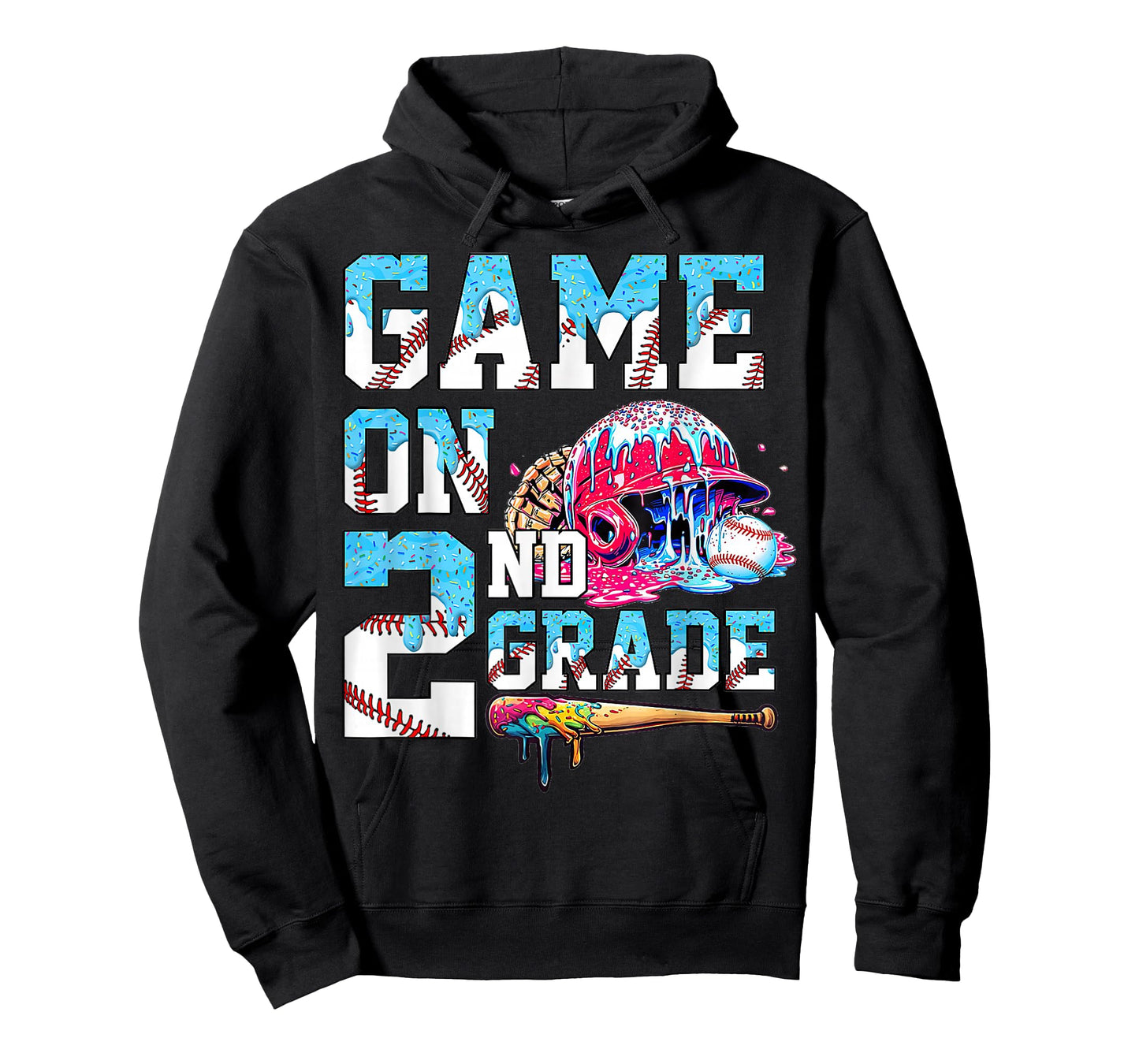 2nd Grade Back to School Baseball Drip Ice Cream Game On T-Shirt