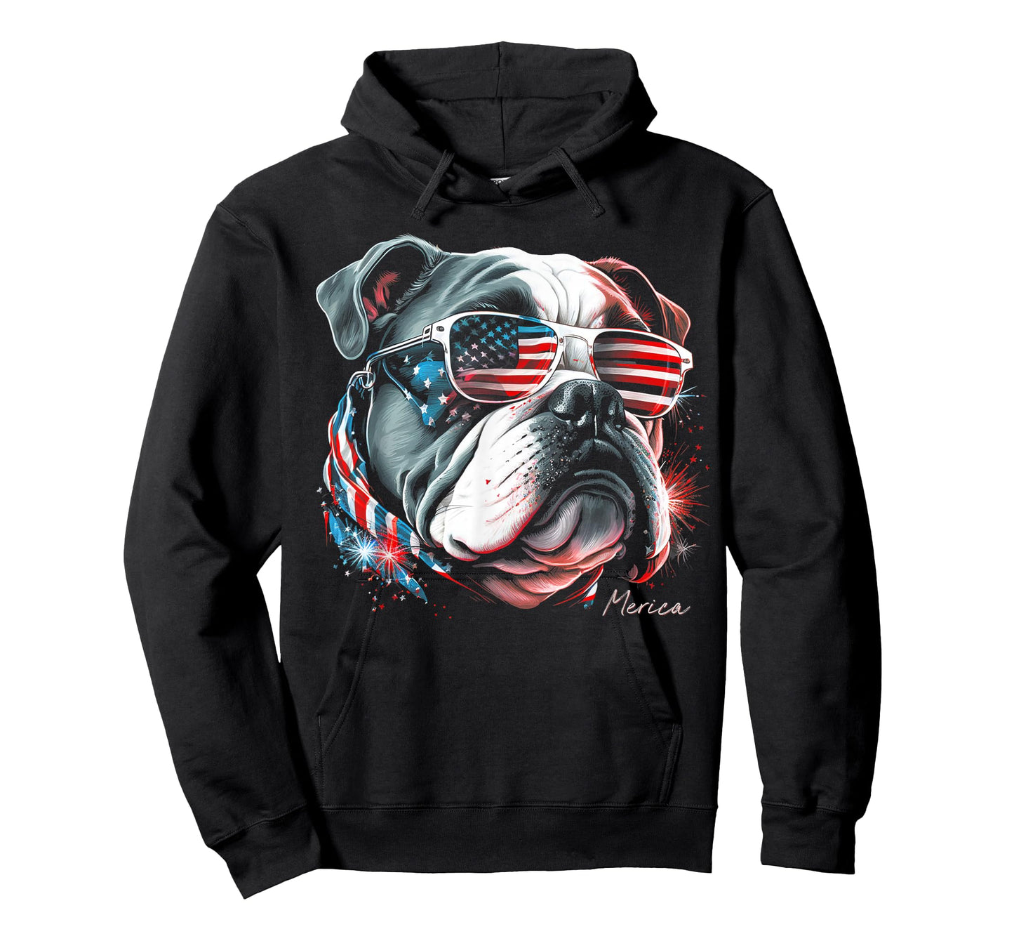 English Bulldog Dog 4th of July American Flag USA Funny T-Shirt