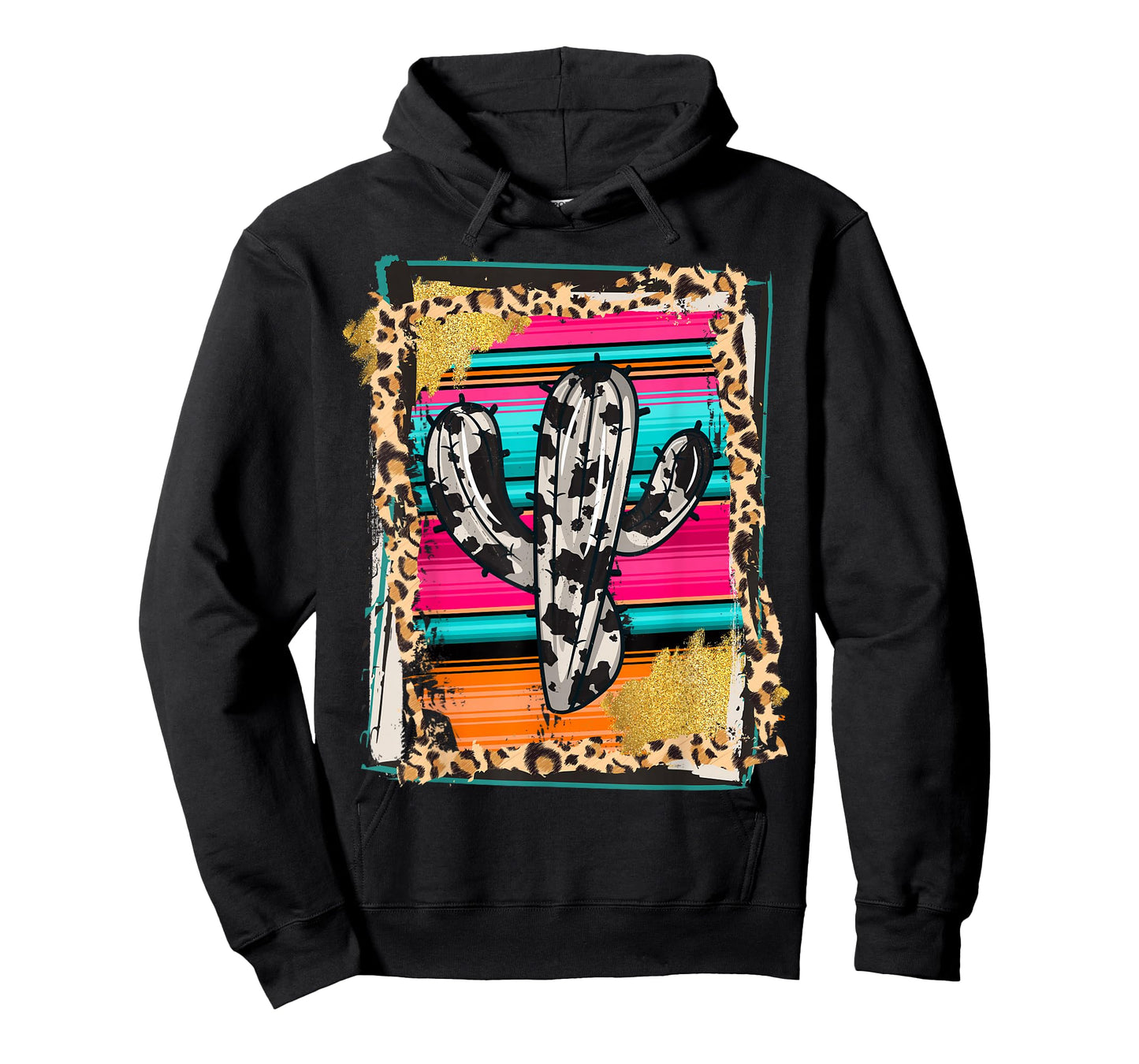 SERAPE CACTUS - Leopard Cow Pattern Print Cowgirl Rodeo T-Shirt
