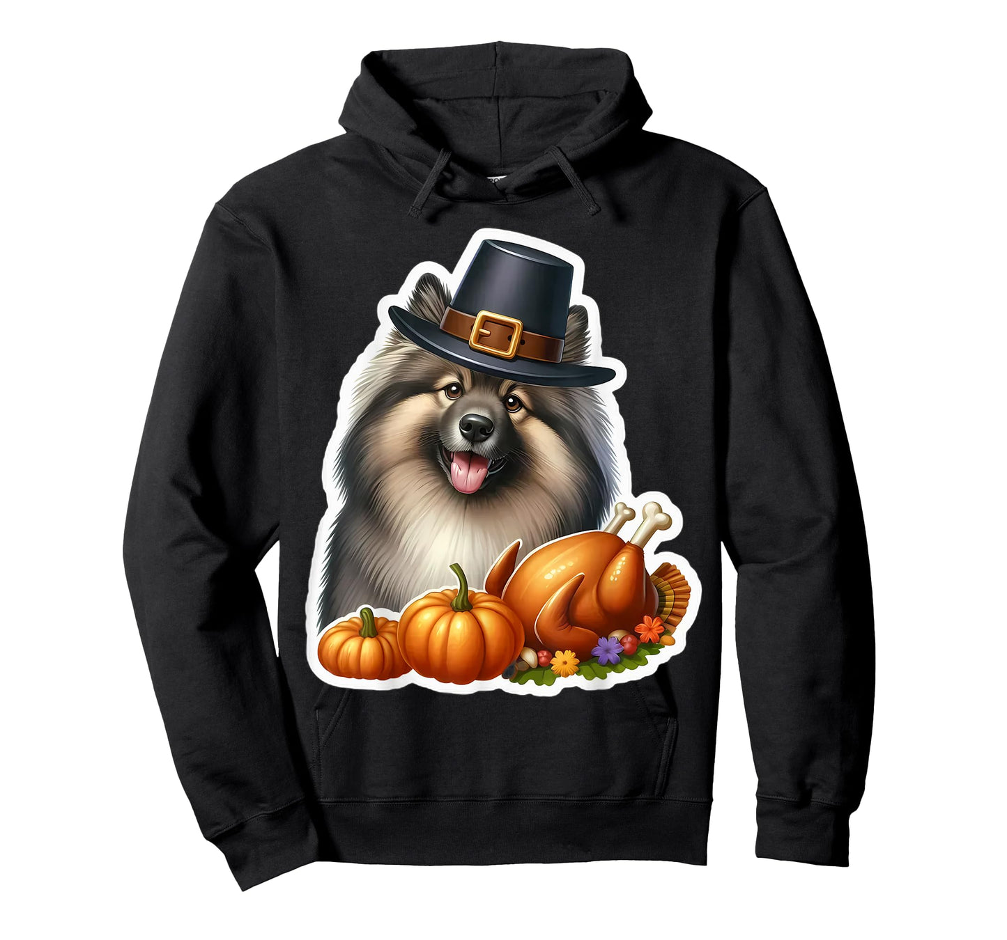 Thanksgiving Keeshond Dog Owner Lover Funny Pilgrim Turkey T-Shirt