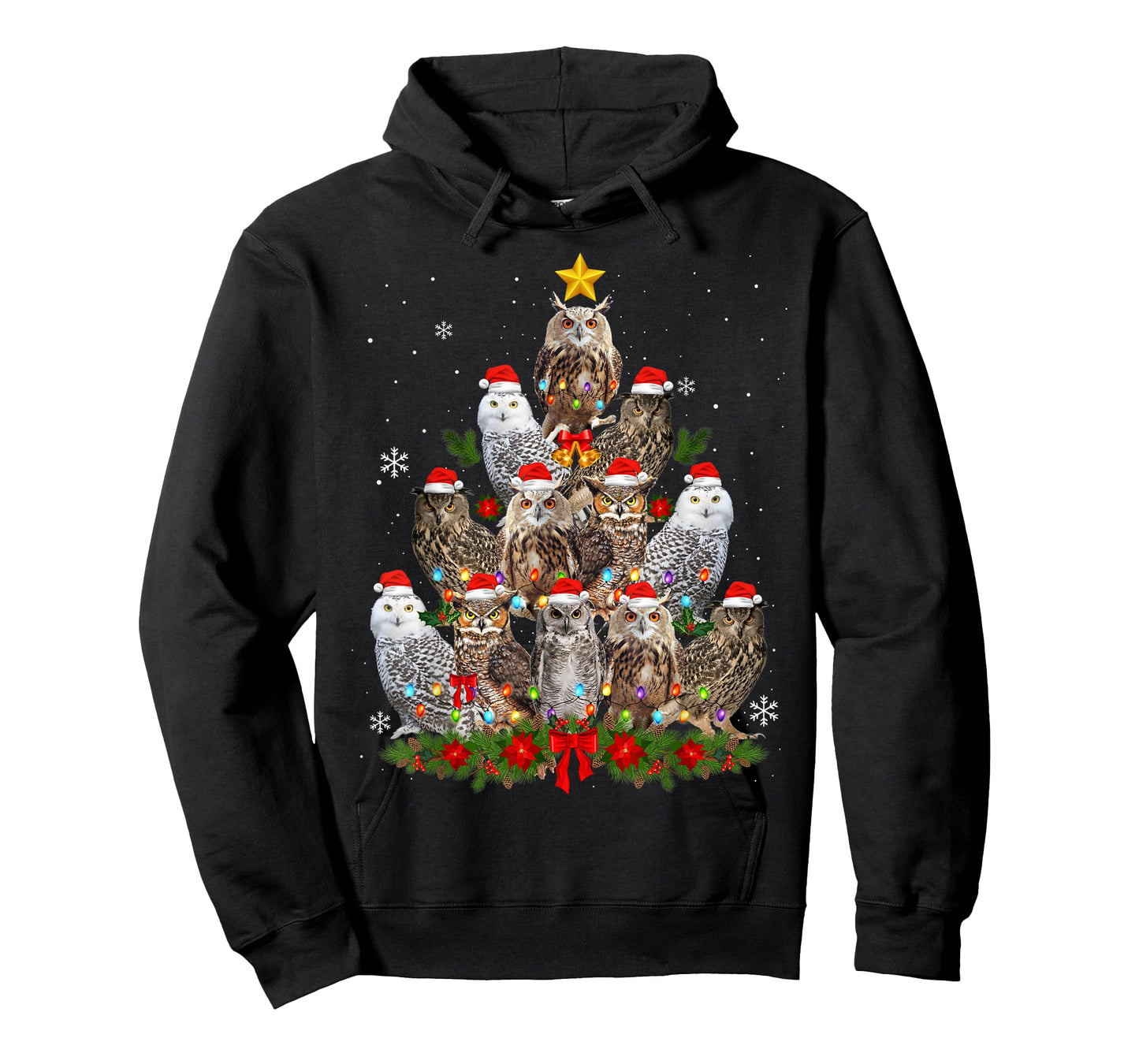 Owl Christmas Tree Owl Xmas Lights Cute Christmas Matching T-Shirt