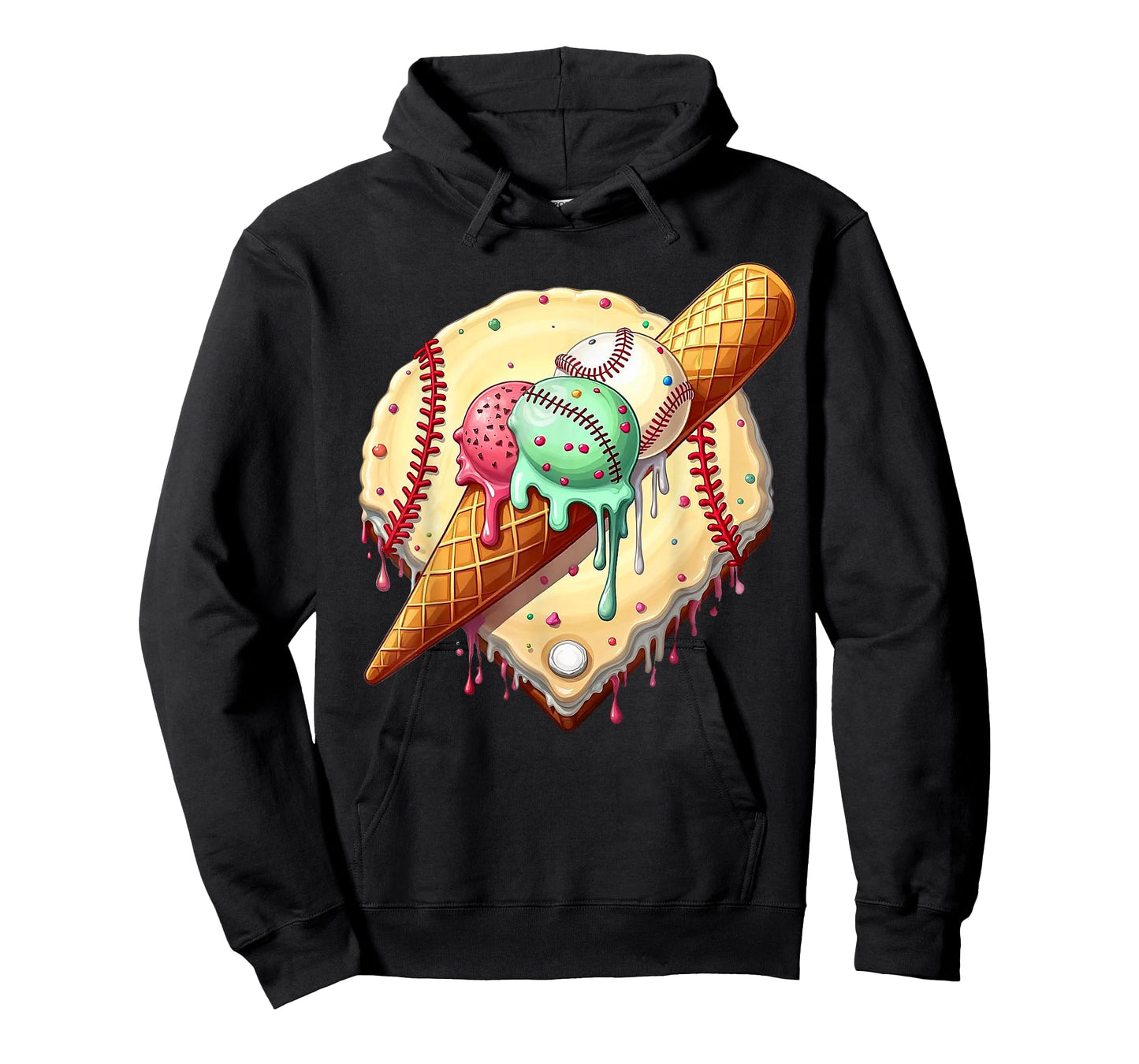 Baseball Ice Cream Dripping Funny Baseball Men Kids Boys T-Shirt