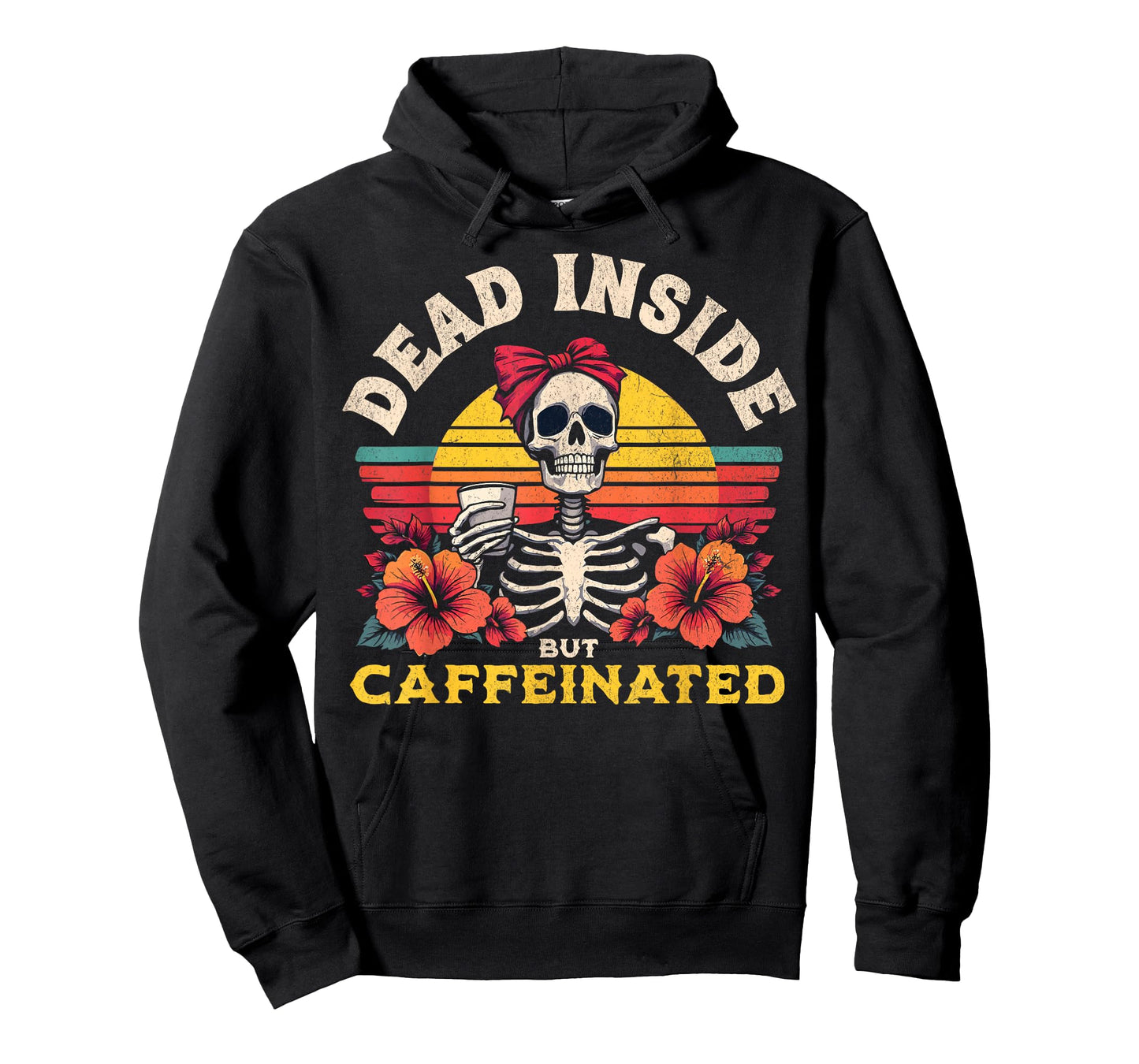 Dead Inside But Caffeinated Skeleton Coffee Lover Vintage T-Shirt
