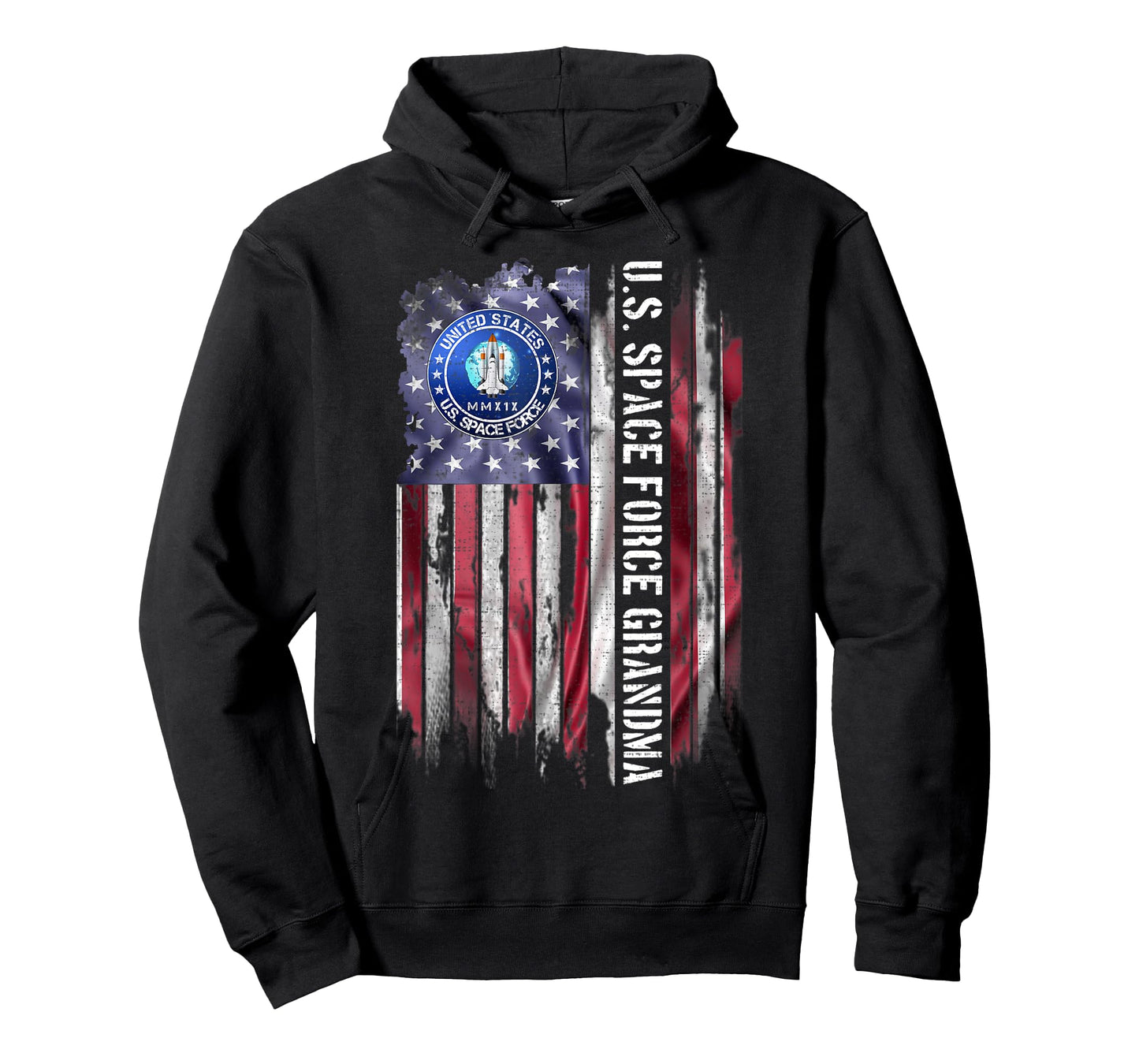 Vintage USA American Flag Proud US Space Force Grandma Funny T-Shirt for Women Men