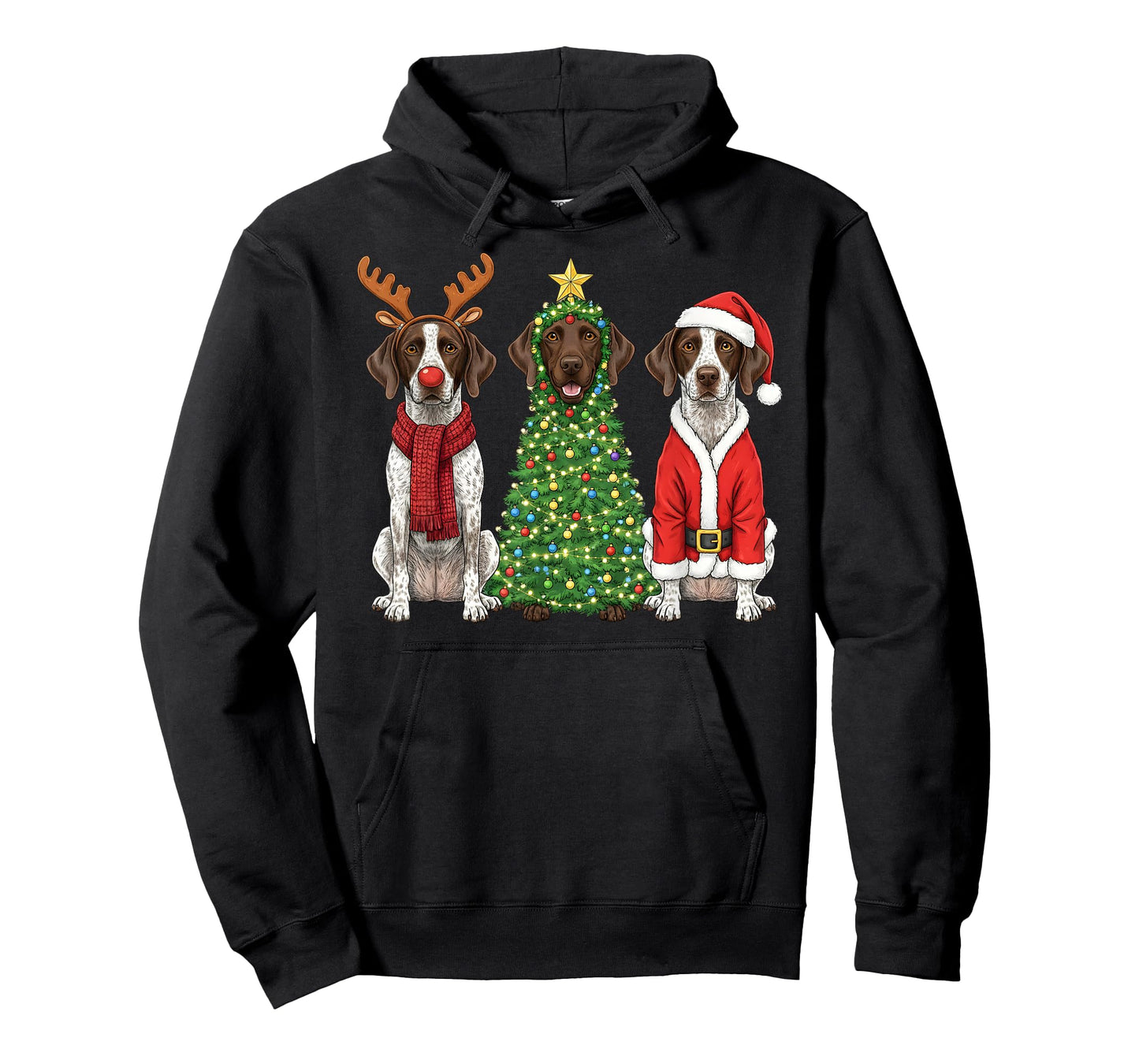 Retro Christmas German Shorthaired Pointer Santa Reindeer T-Shirt